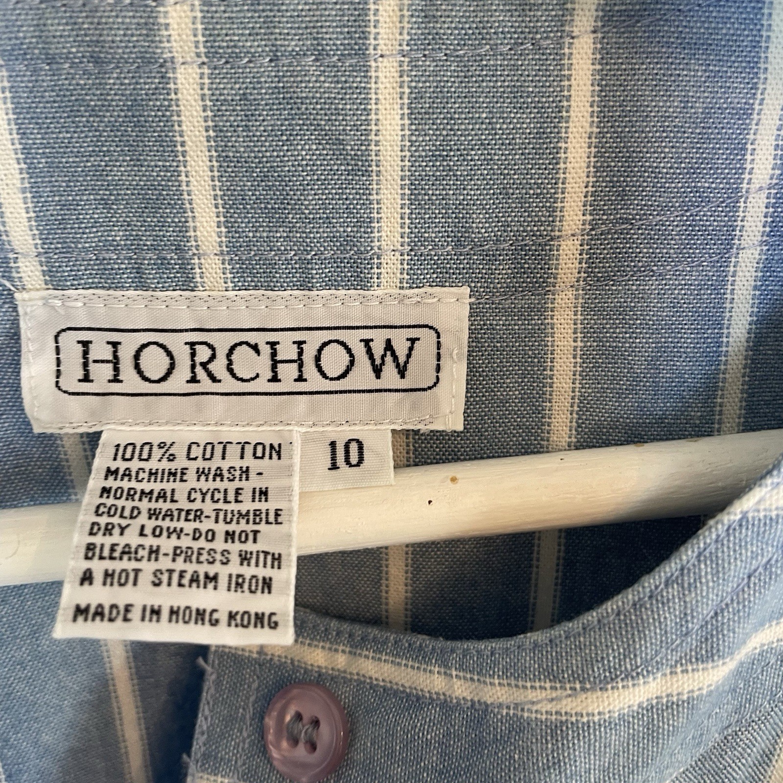 Vintage 80’s Horchow Blue/ White Stripe Pleated Drop Waist Dress Pockets Sz 10