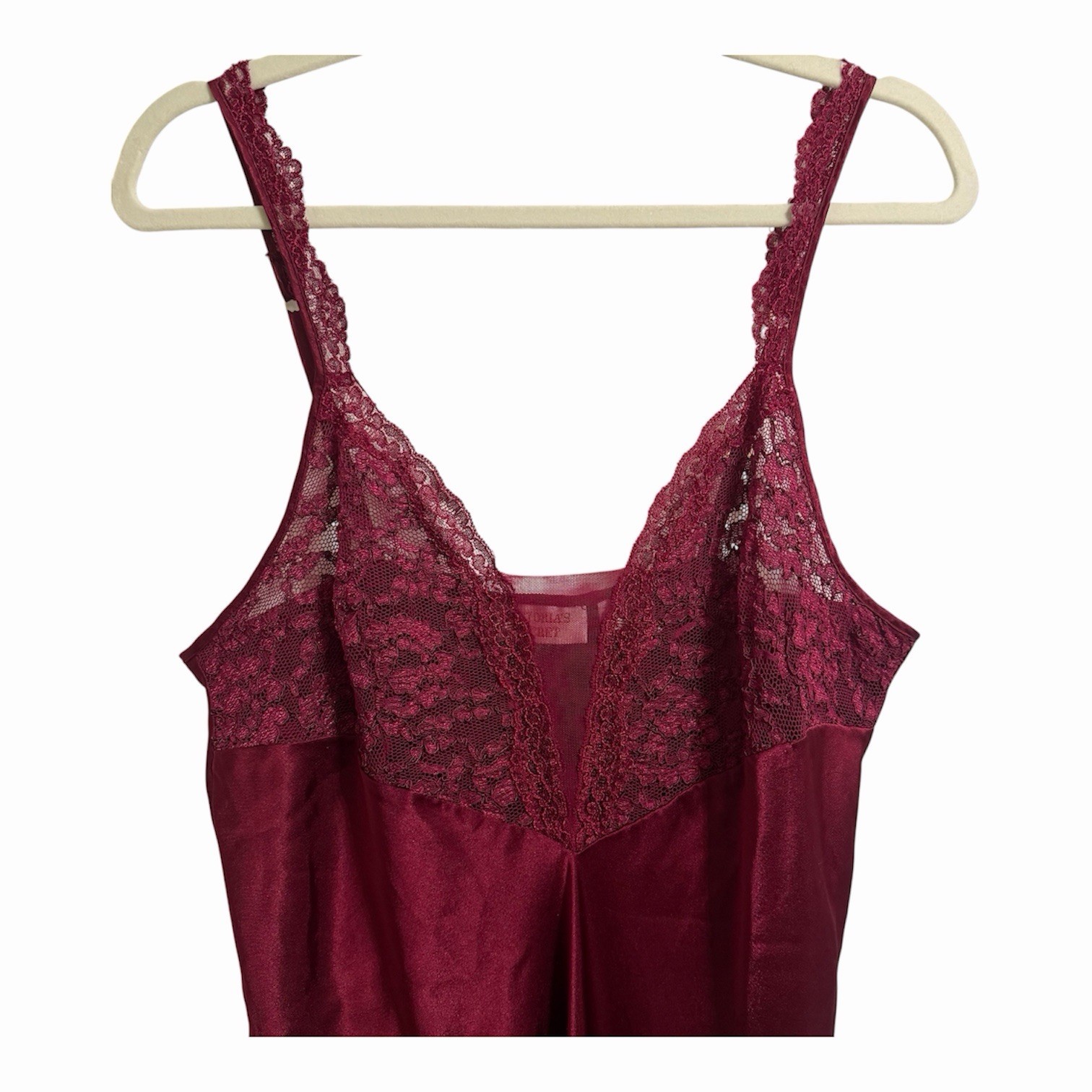 90s Vintage Victorias Secret Wine Red Lace Maxi Slip Dress Gold Label Large