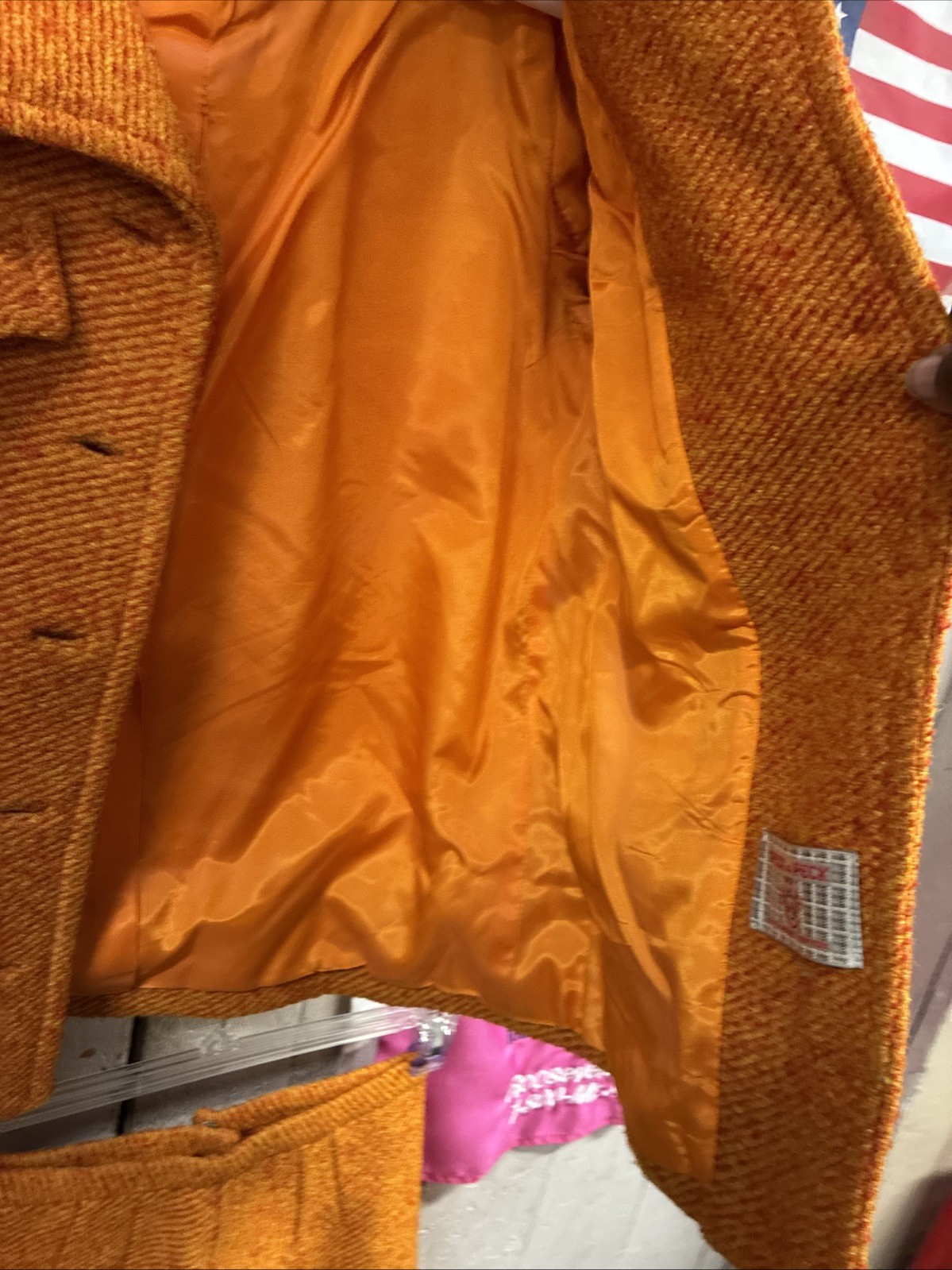 VTG 1960s Peck & Peck Fifth Avenue Orange Wool Jacket Skirt Suit – Union label
