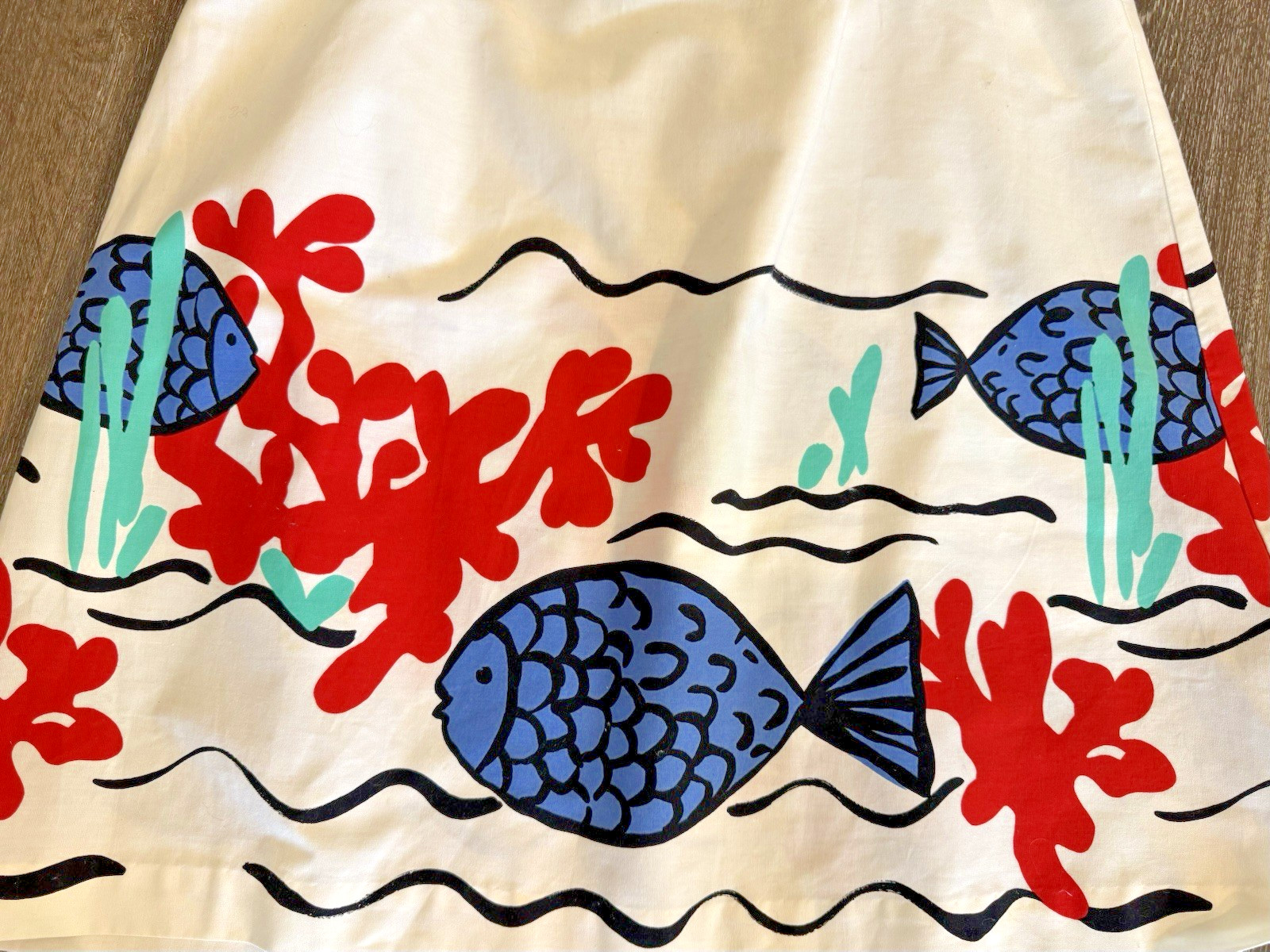 Vintage 60’s Silk Screen Fish Skirt, retro charm & vintage flair