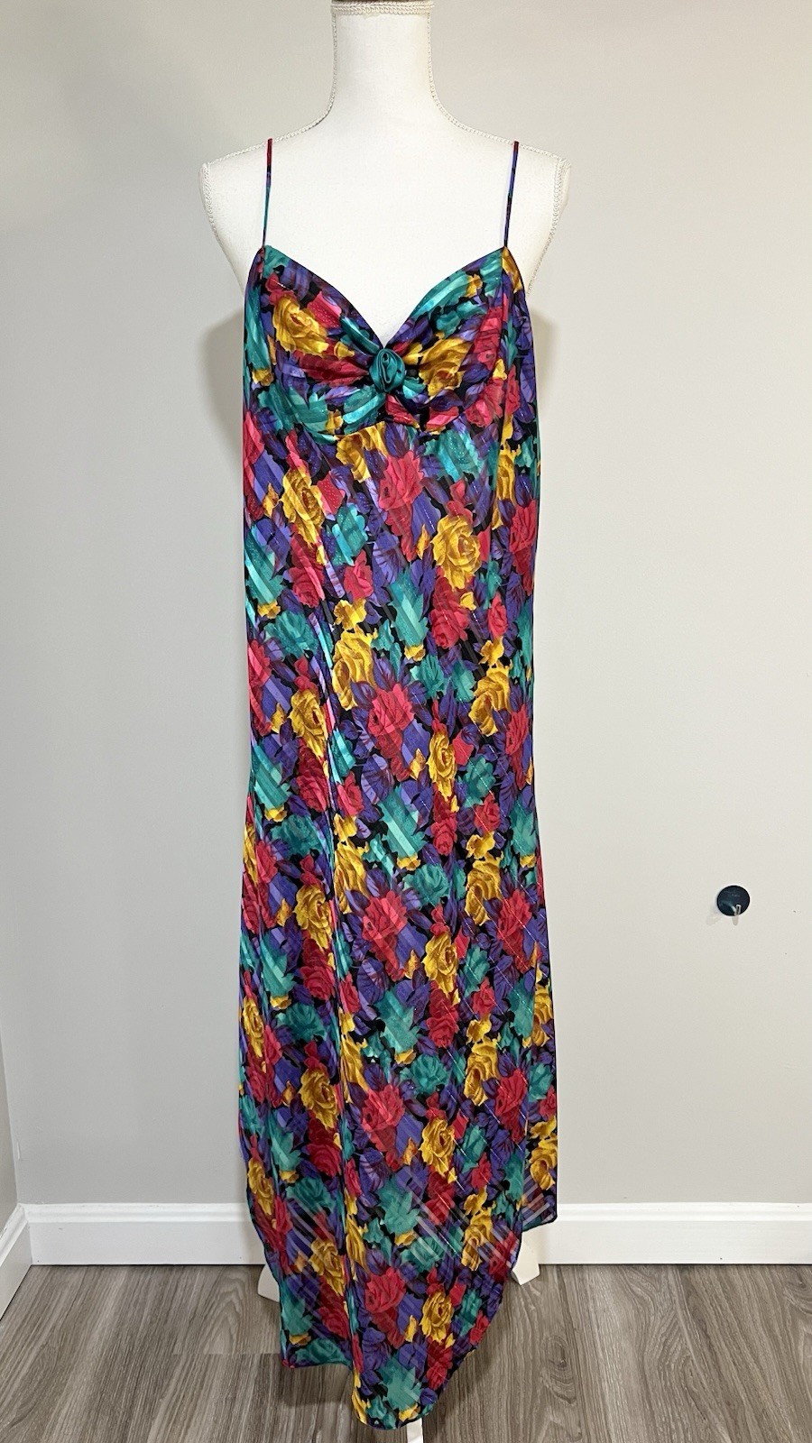 Vintage 90s ‘Circa 2000’ Multicolor Floral Robe and Slip Pajama Set Size 2X