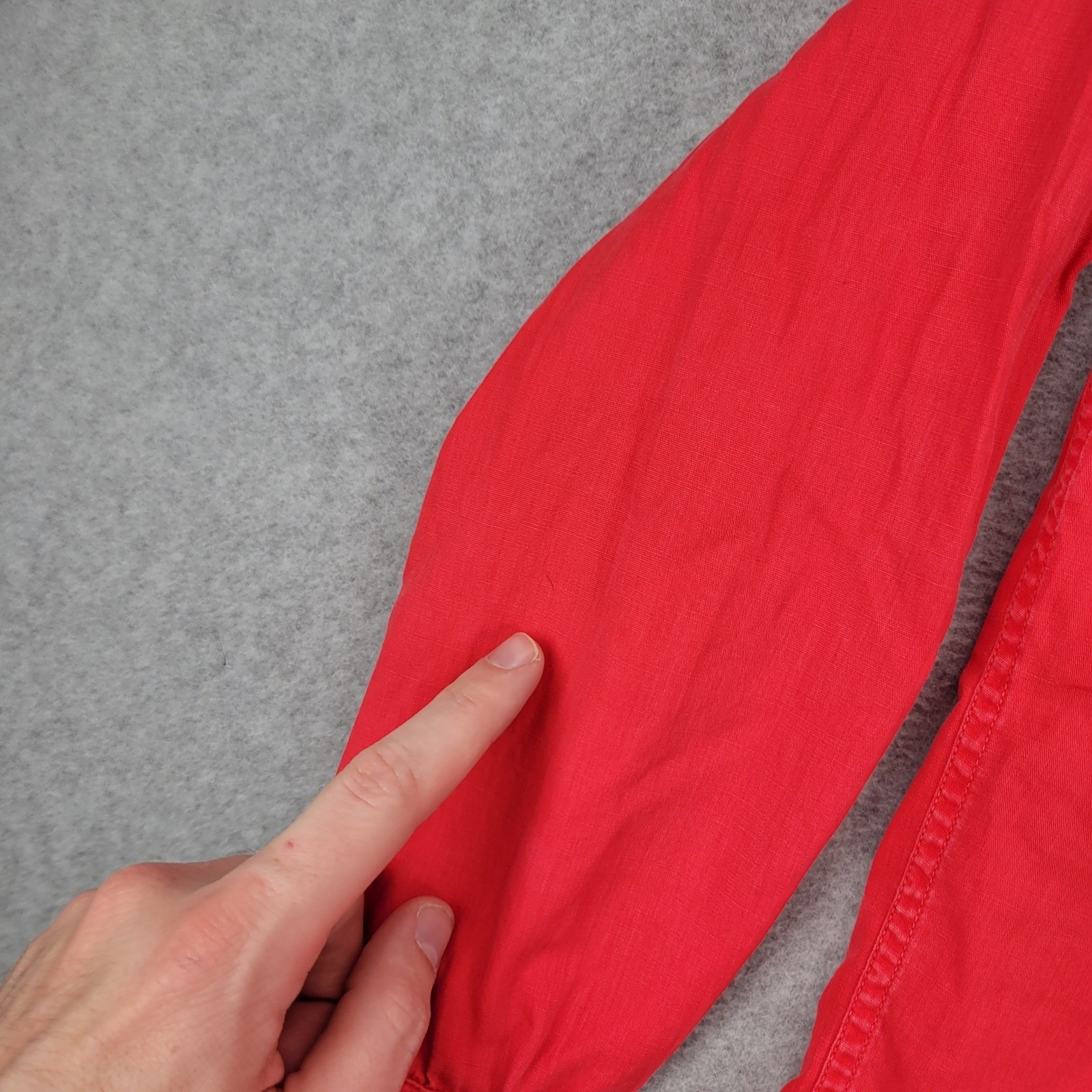 Country Seat Button Down Shirt Womens S Red Vintage Peter Pan Collar Distressed