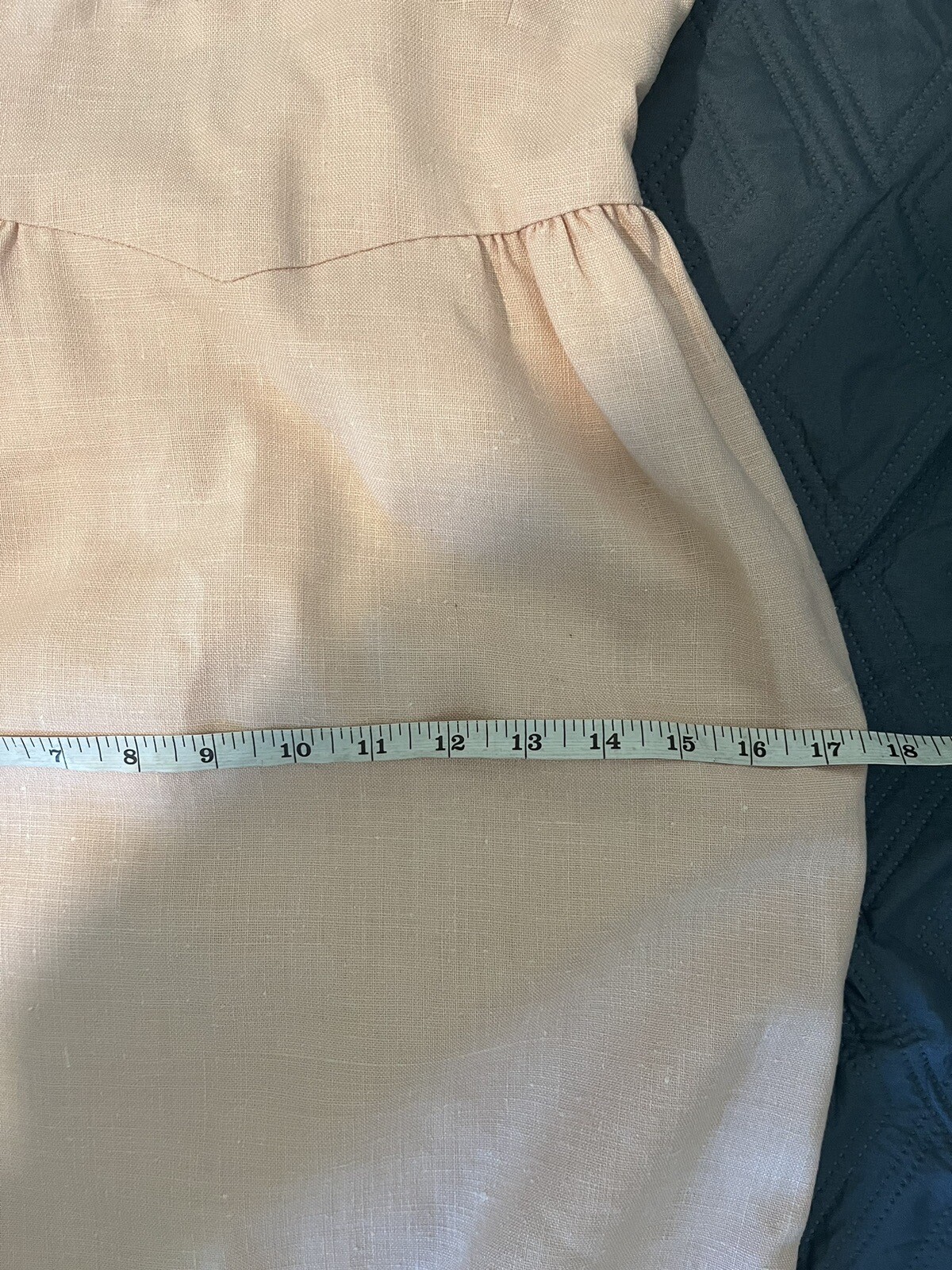 Vintage Handmade 1960s Open Back Salmon, Woven Cotton Canvas, Dress sz Small