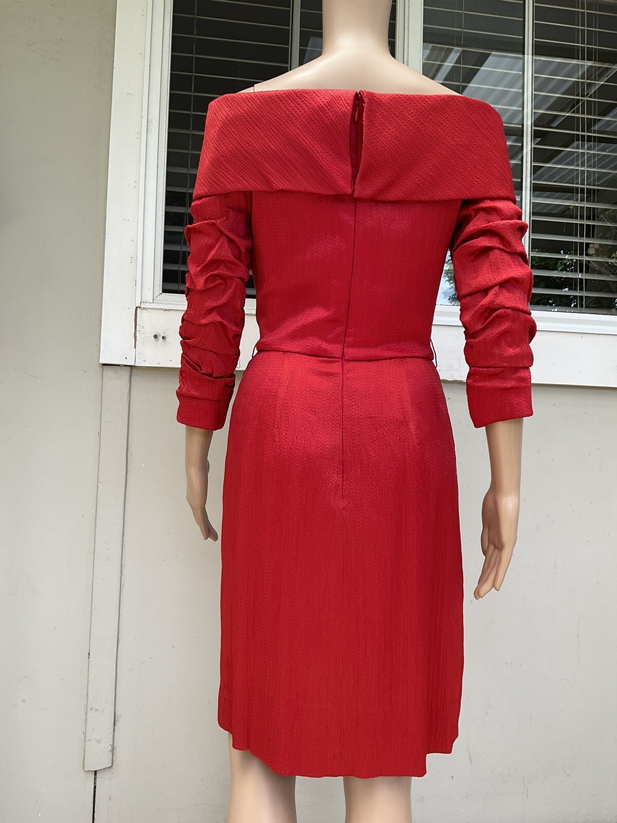 Vtg 80s Arnold Scaasi Couture Boutique Red Cocktail Short Dress