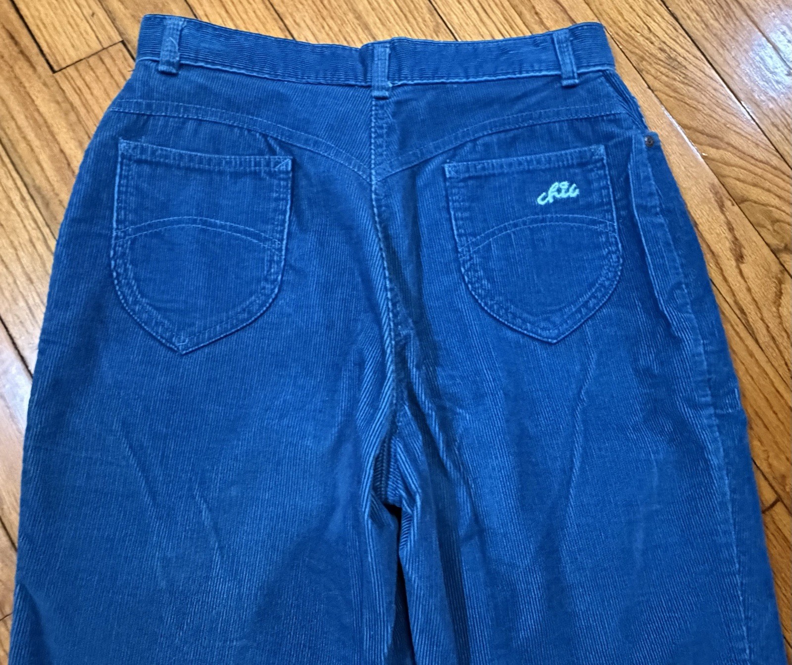Vtg 1980s Chic by H.I.S. Teal Blue Corduroy Pants Women’s 30″ Waist x 25″ Inseam