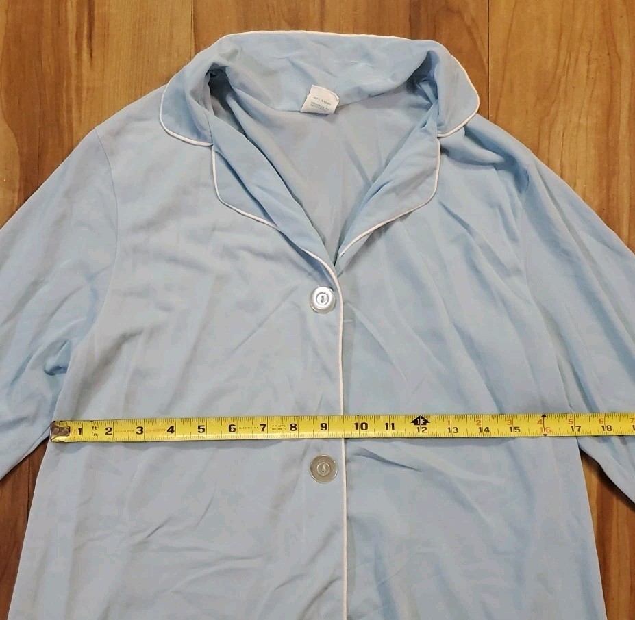 Vtg Gaymode Size 34 Button Down Sleep Shirt Blue House Dress Penneys Grannycore
