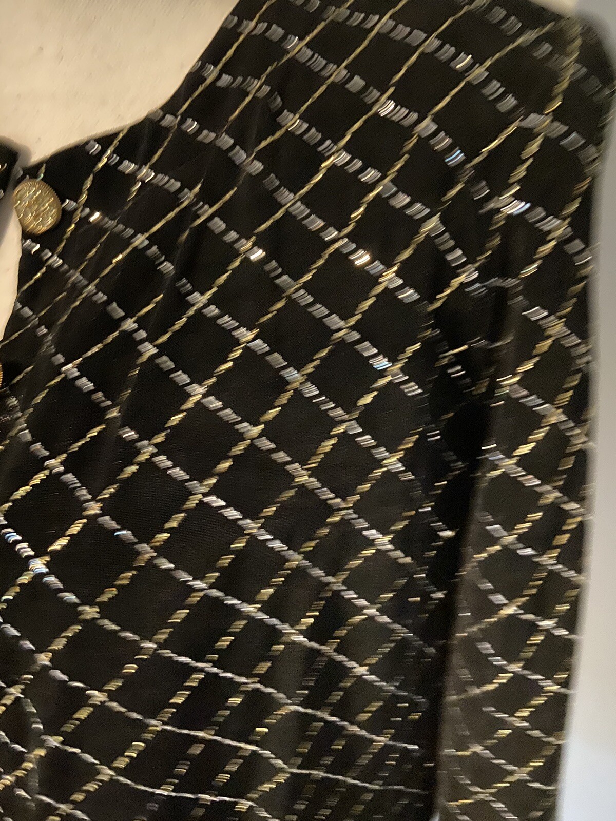 Francais M Vintage Black Twinset Shirt With Gold Accent