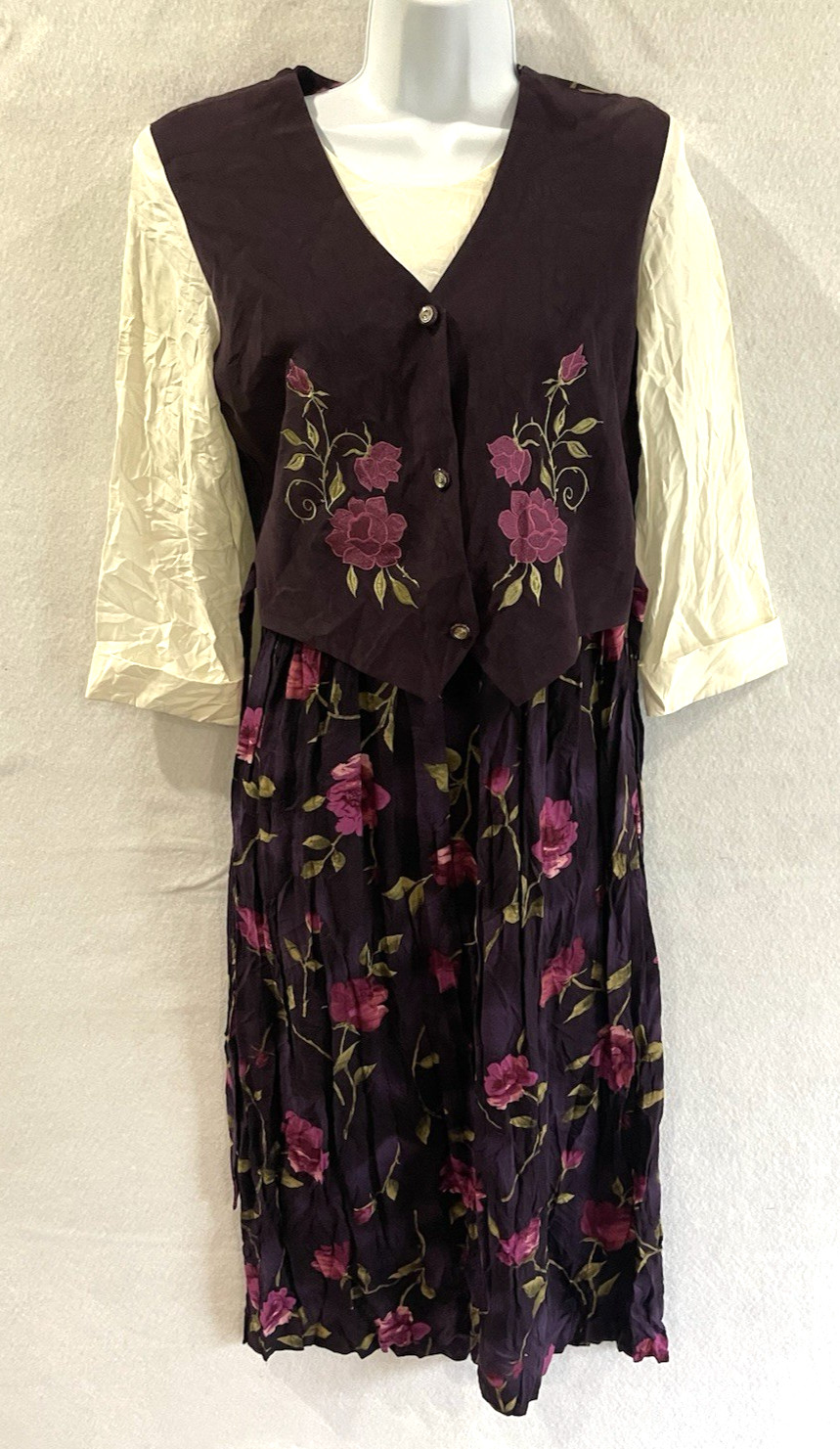 Vintage 90’s floral cottagecore grannycore teachercore 3 piece dress 6P Purple