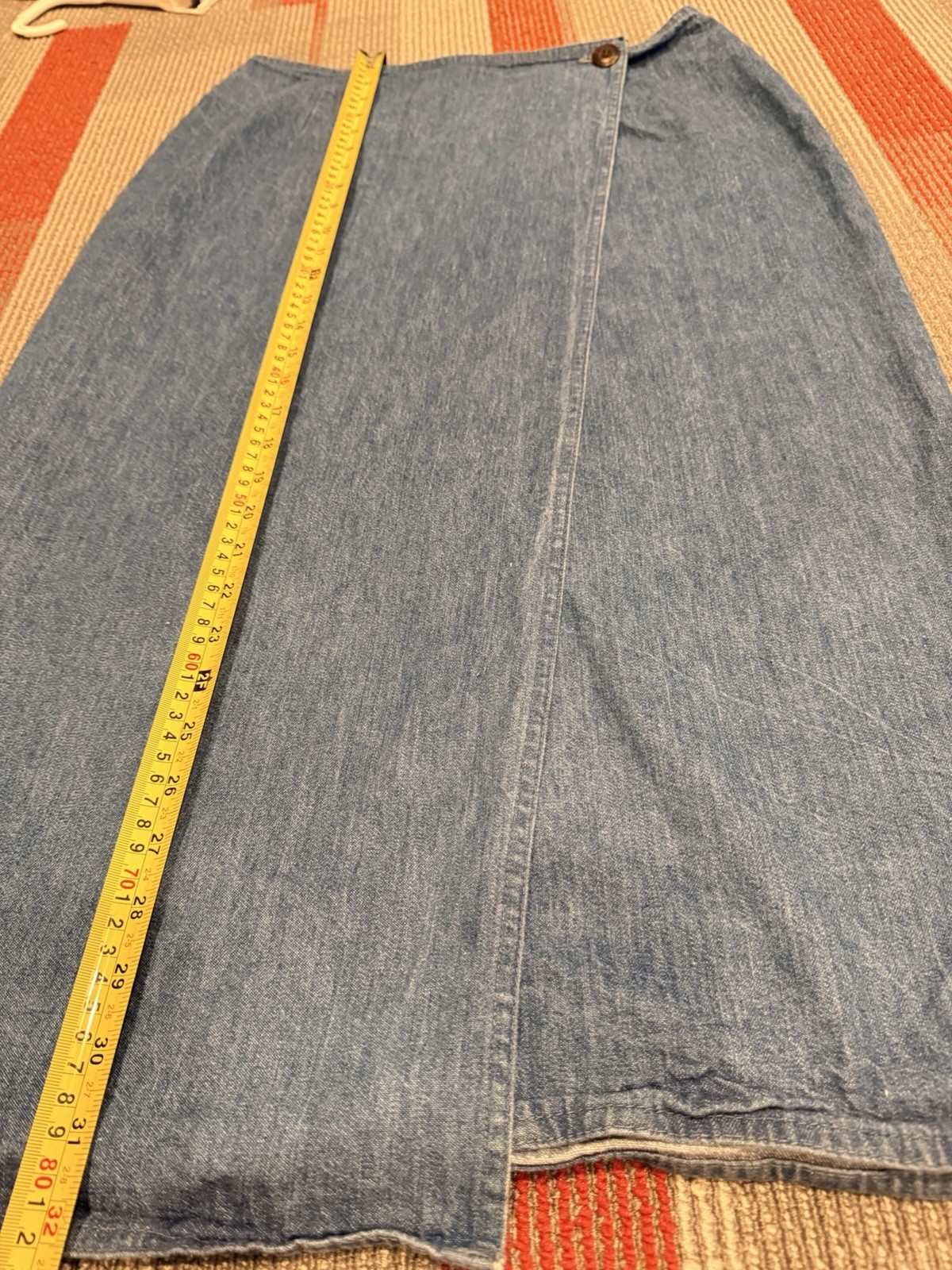 Ralph Lauren Country Denim WrapFront Midi Skirt Vintage 1980 100% Cotton Size 12