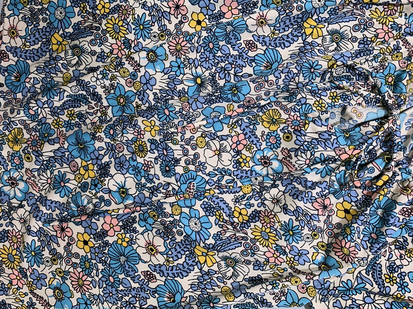 1970s Women’s „The House of Nu Mode” Floral Print Drawstring Top