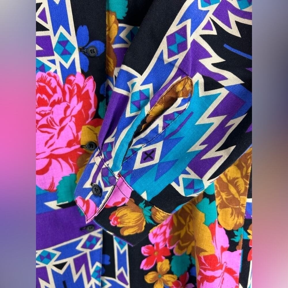 Wrangler Vintage 80s Western Southwest Floral Rodeo Show Shirt Women/s XL