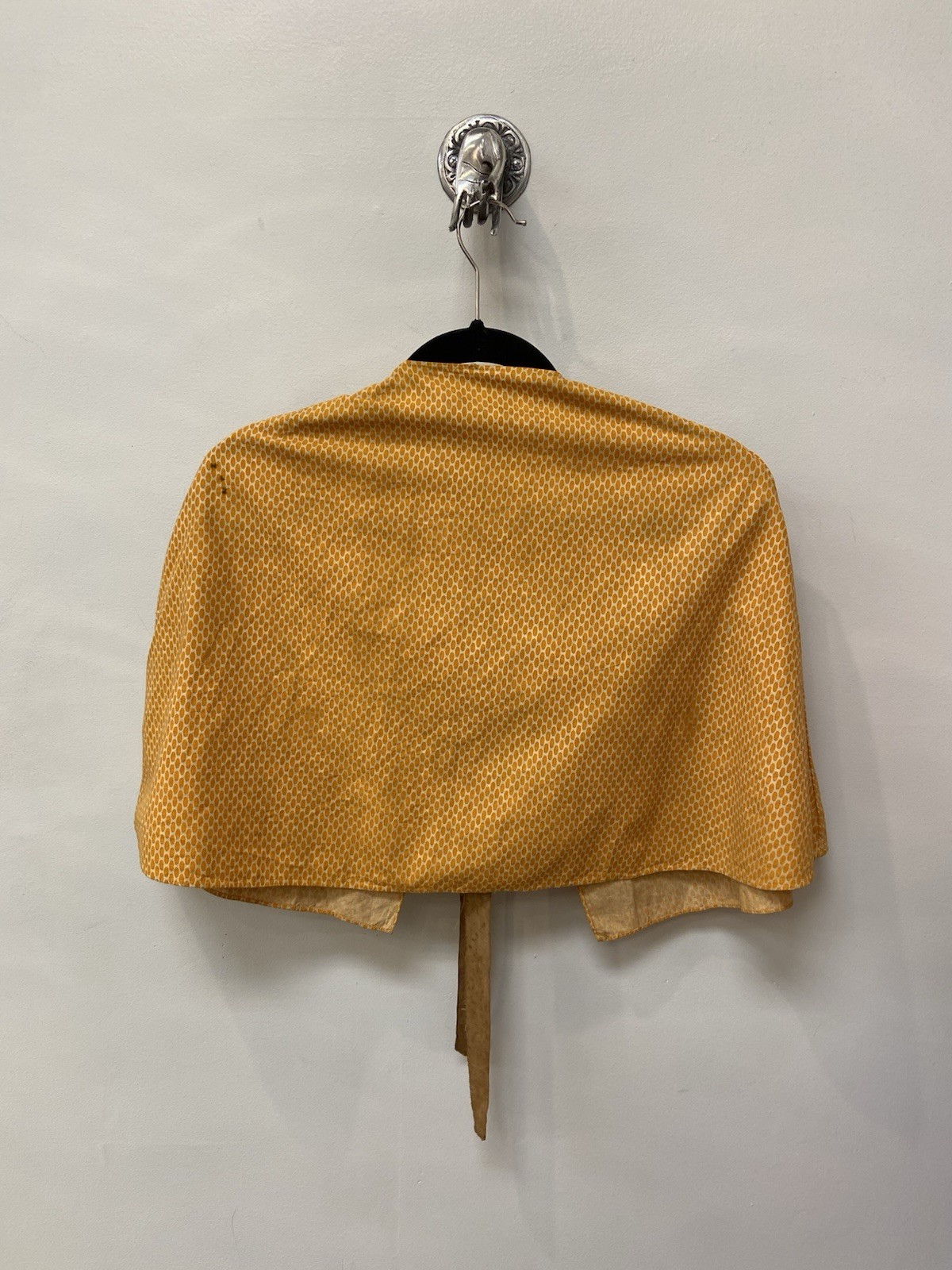 Victorian 1890s Antique Cape Orange Polka Dots over Beige Tan Brown Tied AS IS