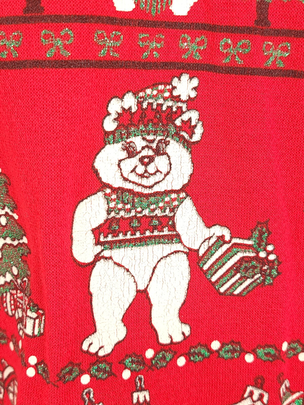 Vtg Ugly Holiday Graphic Sweatshirt Women’s Med Distressed Christmas Sky Lite
