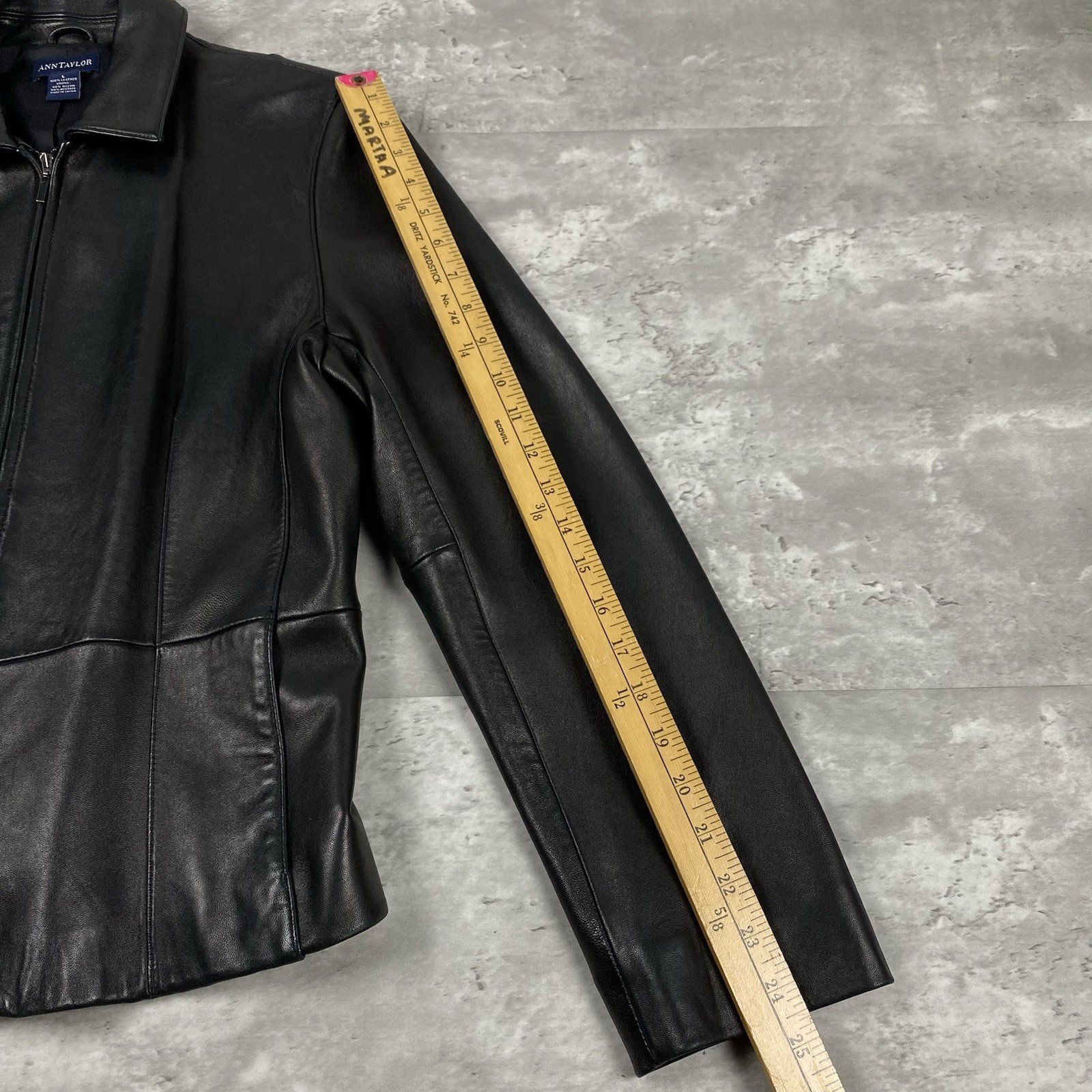 vintage 90s ANN TAYLOR black leather jacket L minimalist casual chick