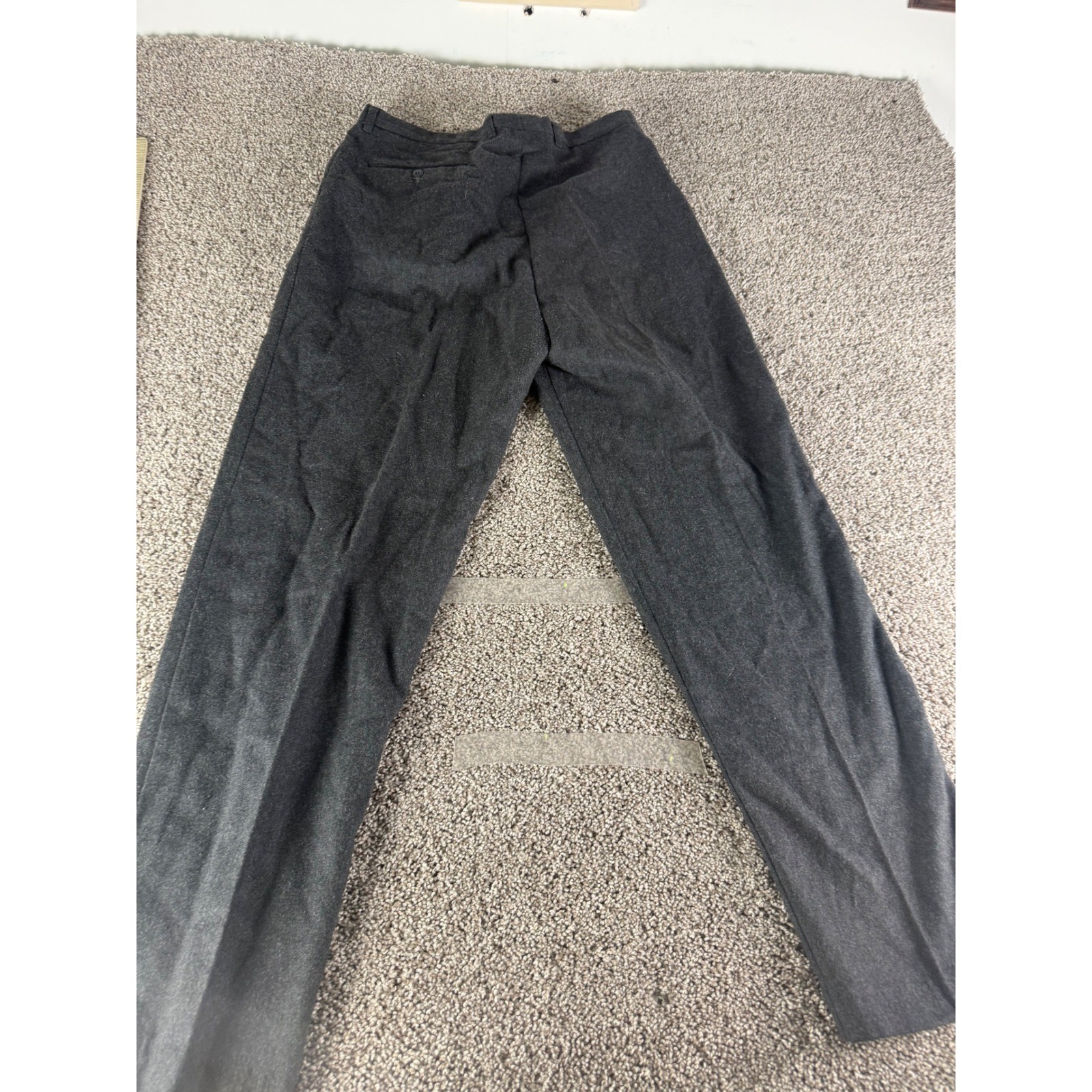 Vintage Cotler Grey Pleated High Waist Trousers Dark Charcoal Tapered Leg USA