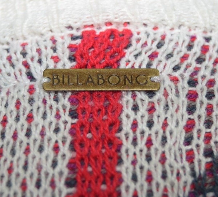 EUC Designers Closet Billabong Ivory Multi Color Open Knit Cardigan Womens S