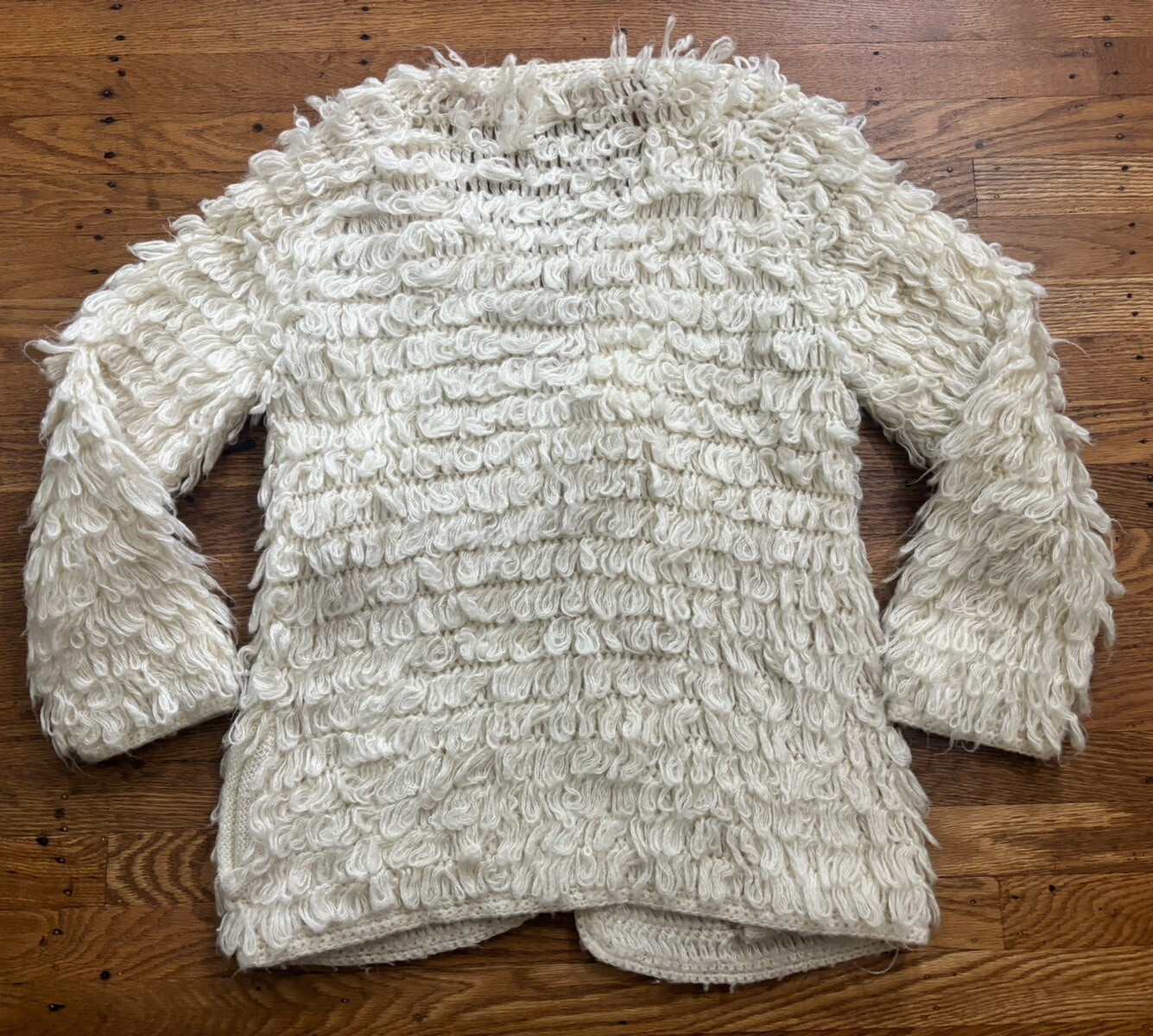 70s Rochelle California INSANE SHAGGY LOOPED Cardigan Sweater.medium