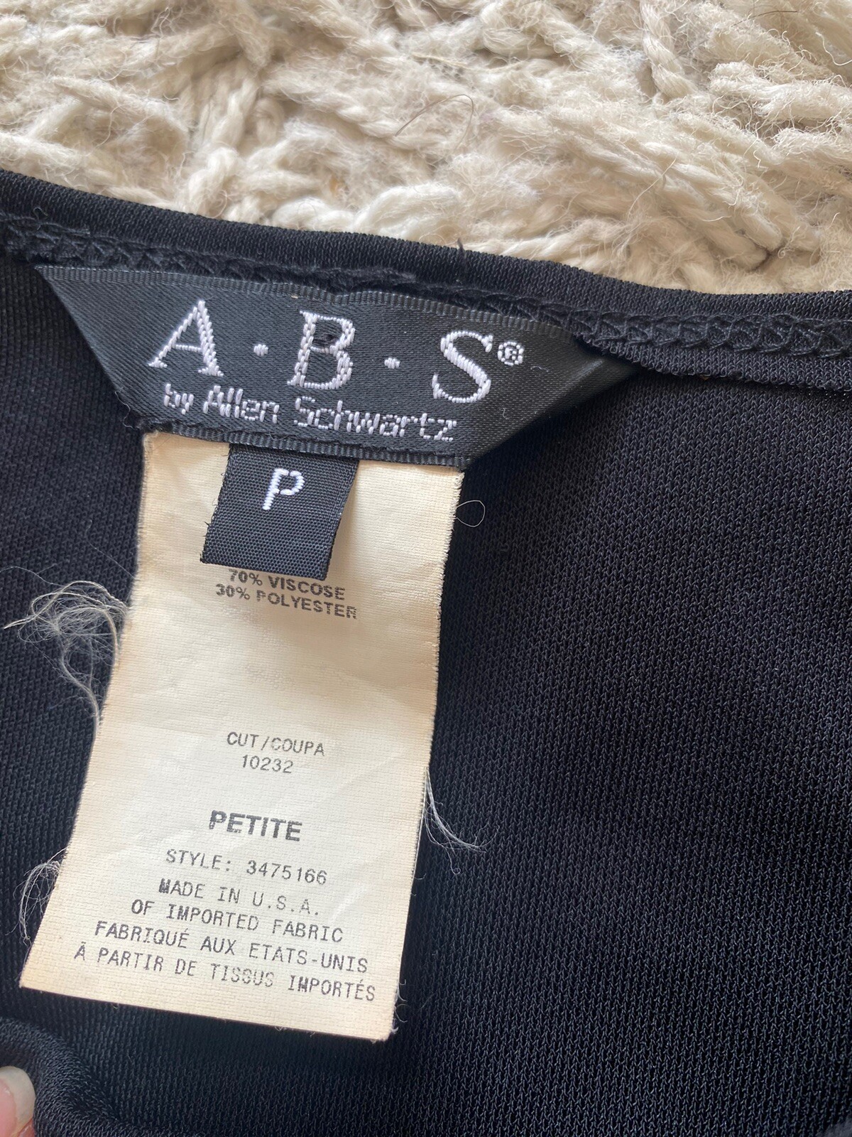 Vintage A.B.S. By Allen Schwartz Dress Black A-Line Small Mid Length Swing