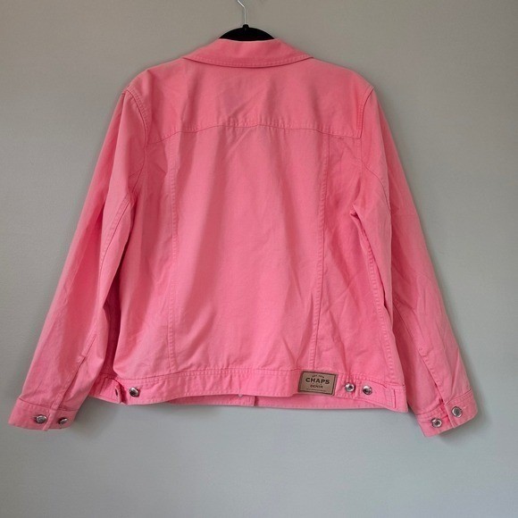 Chaps Pink Denim Trucker Jacket – Preppy Coastal Grandmother Style | Size 1X
