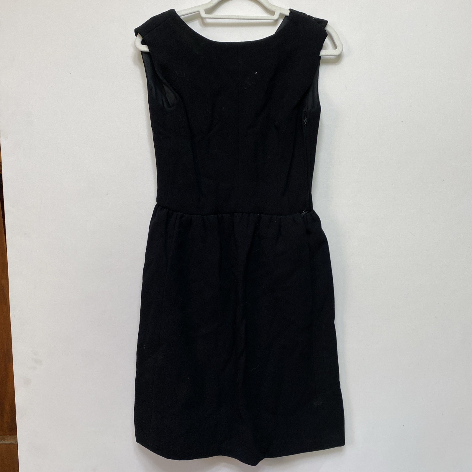 Vintage 60s S Handmade Sleeveless Wool Dress Black Jackie O