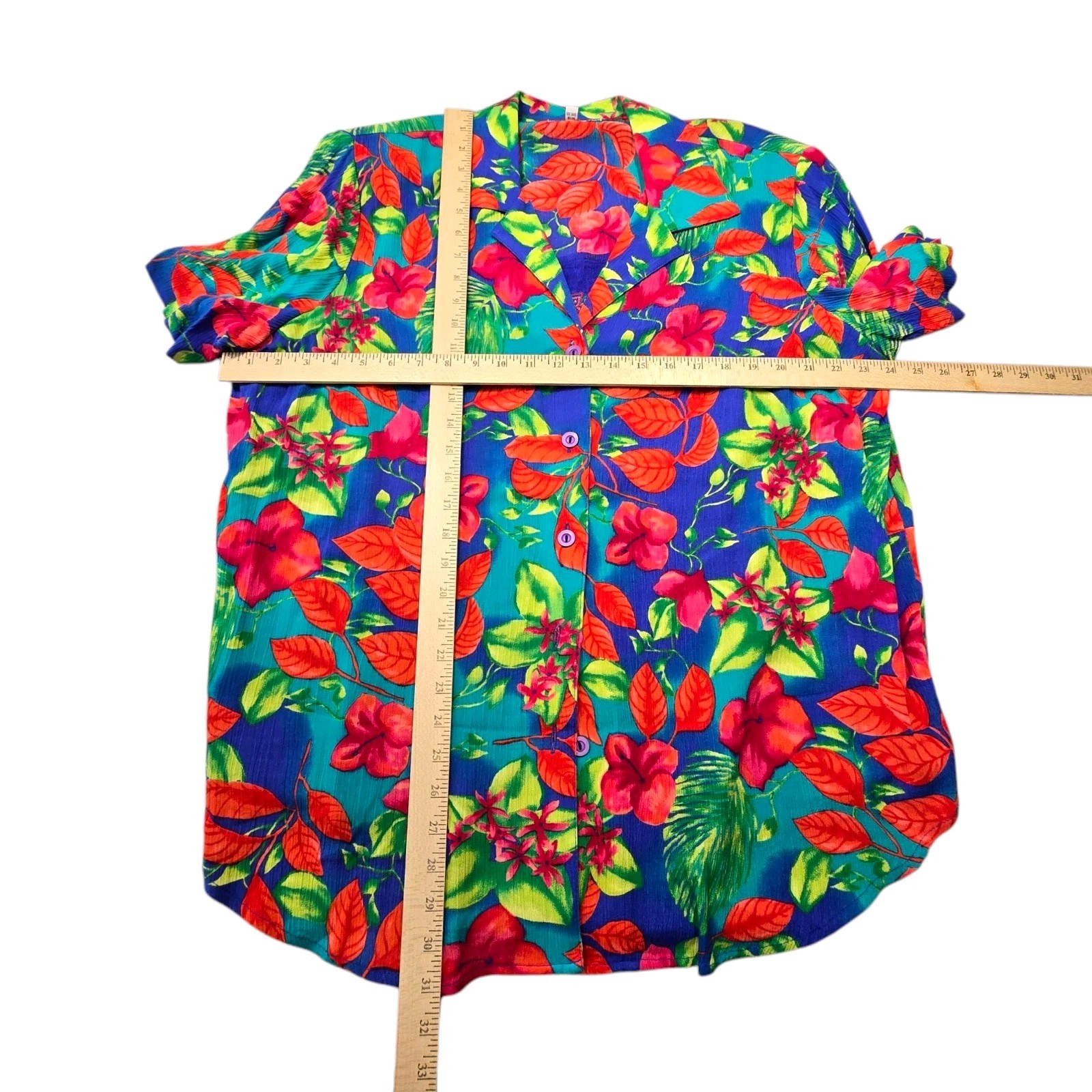 Vintage C.M Shapes 1980 Vibrant Gloral Pattern Skirt And Button Down Top 1X