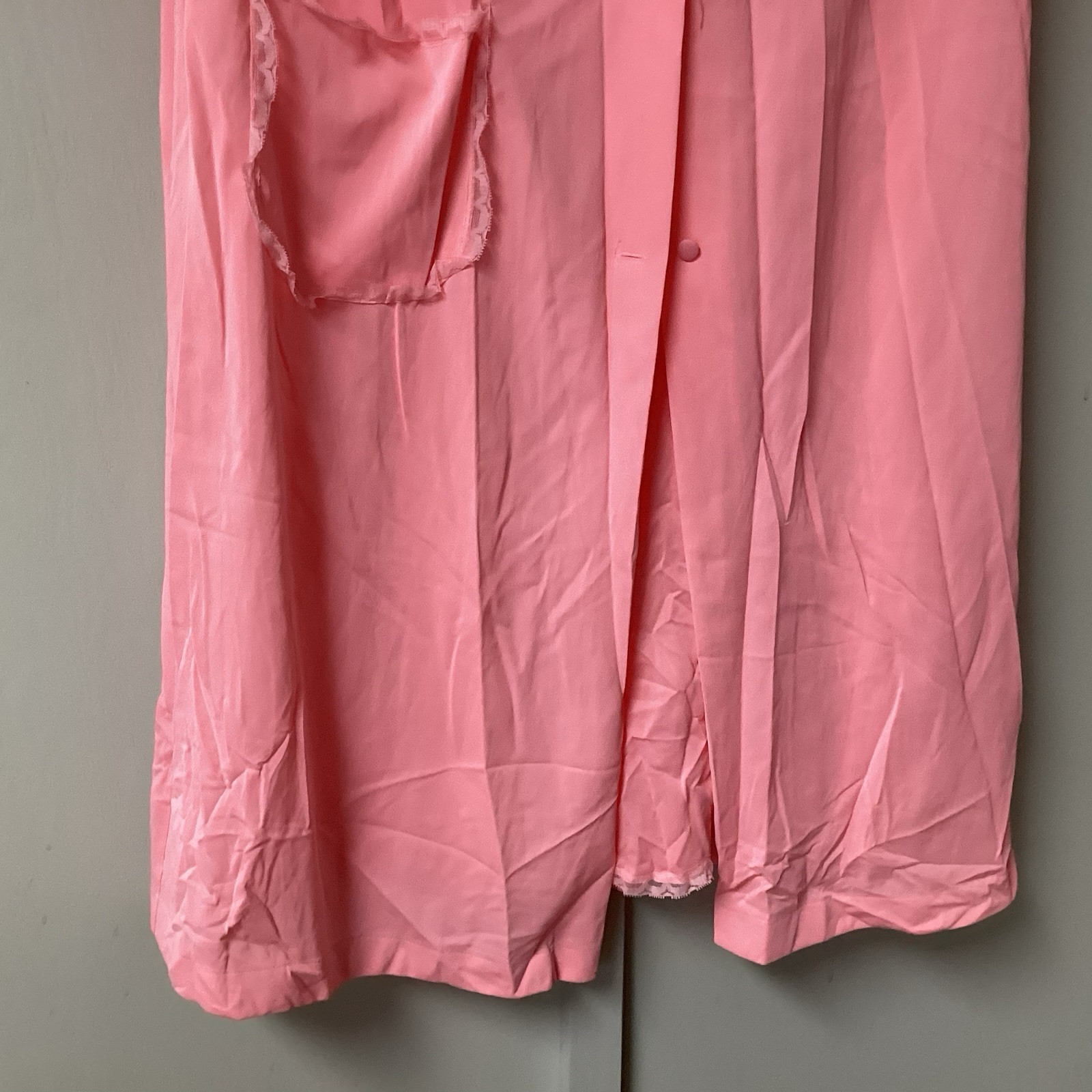 VTG Shadow Lane 2 Piece Size Small Night Gown & Robe Coral Lace Silky Flowers