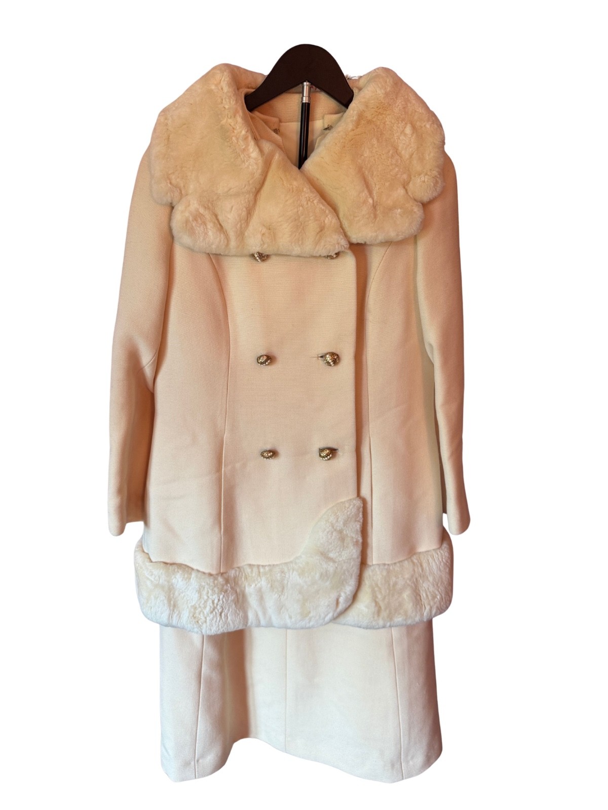 Vintage 1960s coat and dress set With Fur Beautiful Condition No Size Tag