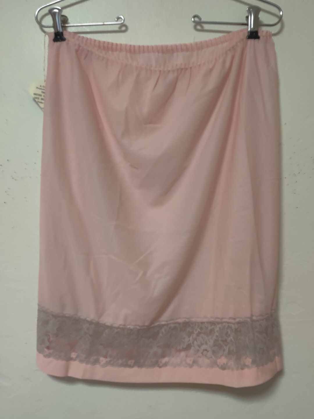 Vintage British Leavers Lace Industry Trimmed Rare Pink Half Slip New Old Stock