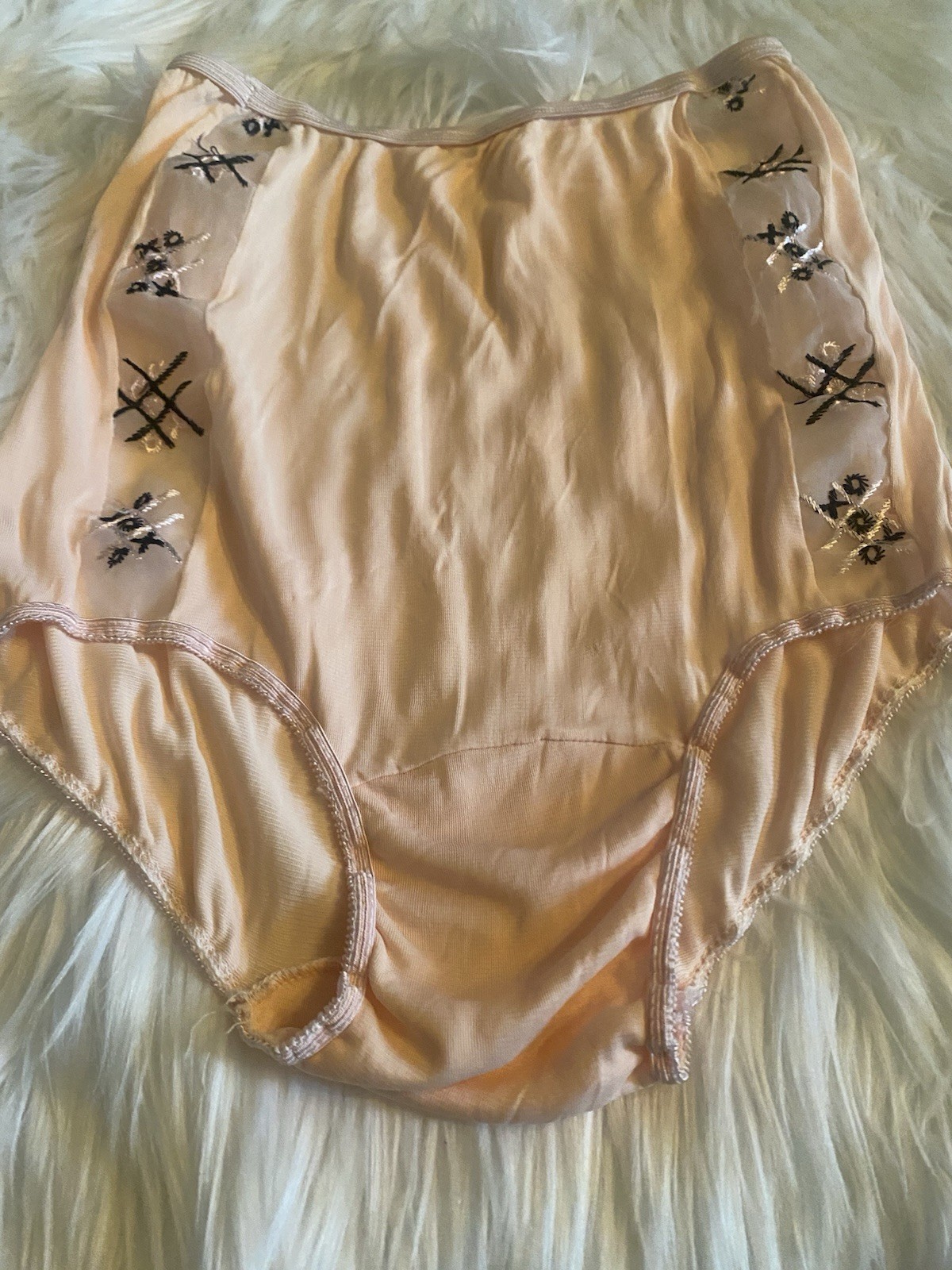 Vintage Stunning 50’s nylon panties Granny High Waist Nylon Underwear Size 6