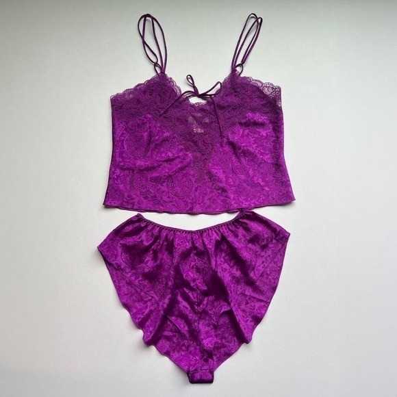 Vintage Victoria’s Secret Gold Label 1984 Pink Purple Sleepwear Set