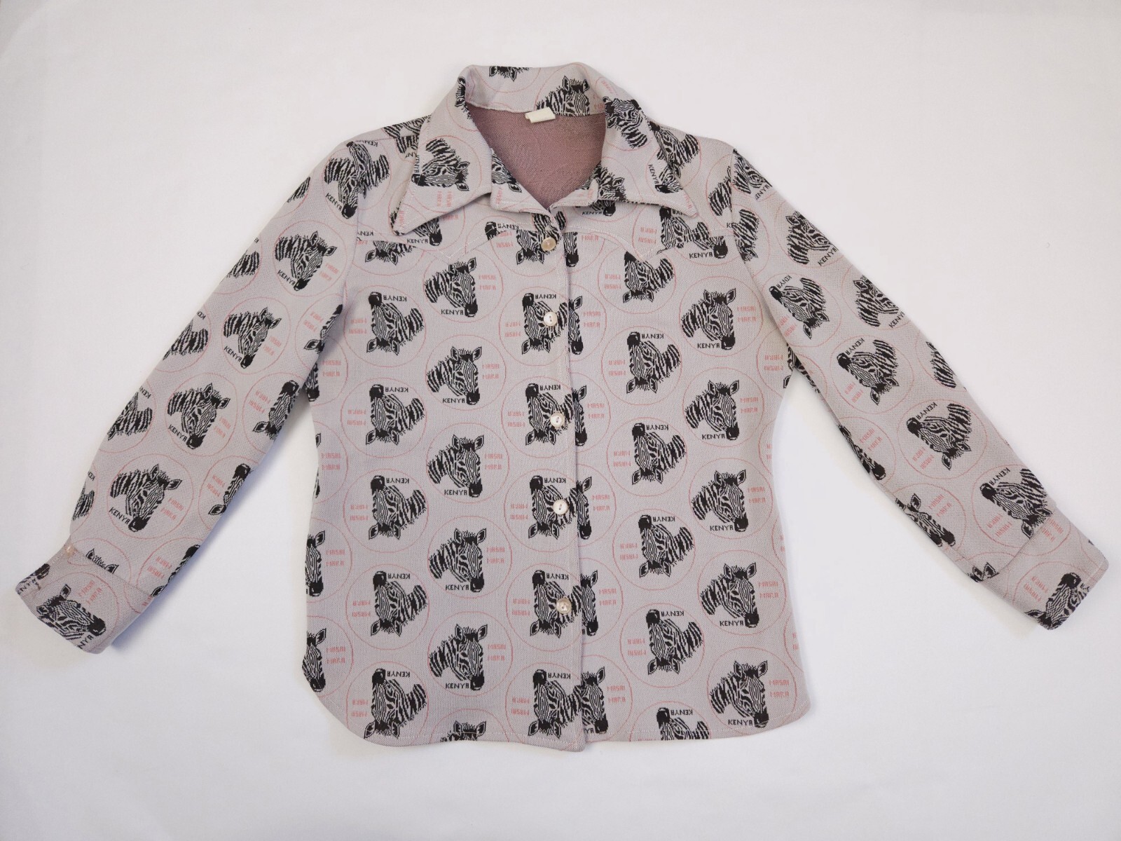 Masai Mara Zebra Double Knit Polyester Western Shirt Women’s Small Vintage 70s