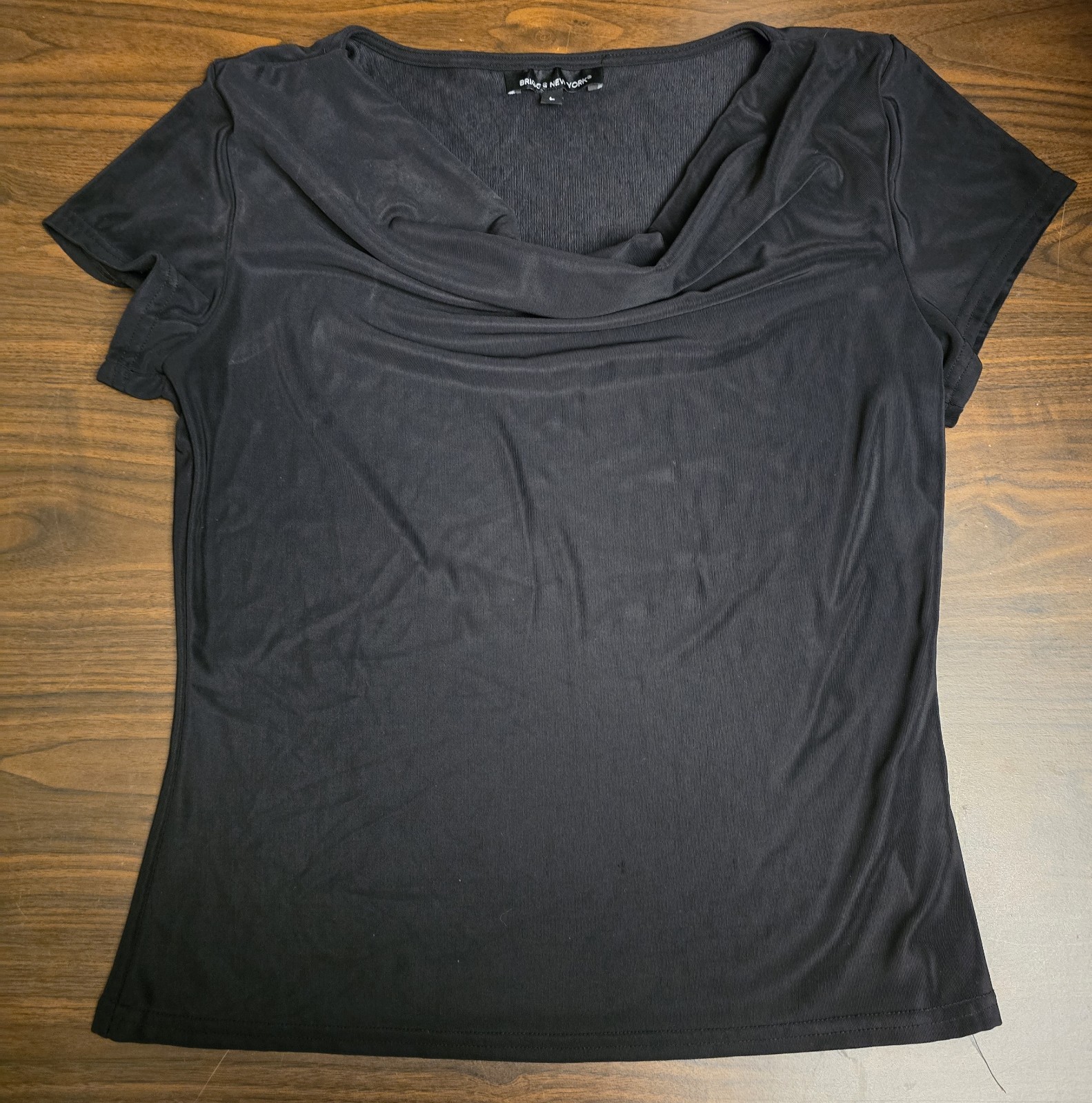 Vintage Briggs New York Black Cowl Neck Sleeveless Large Blouse Stretchy