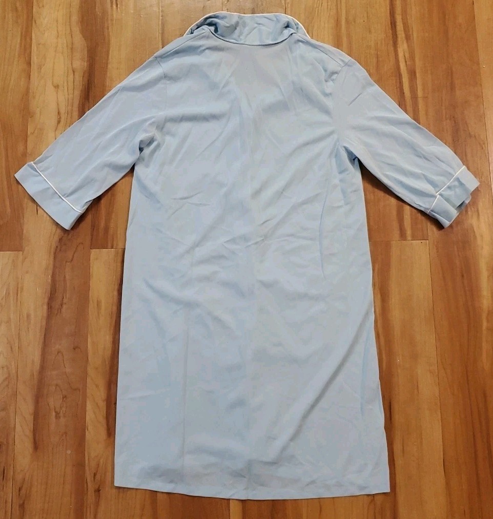 Vtg Gaymode Size 34 Button Down Sleep Shirt Blue House Dress Penneys Grannycore