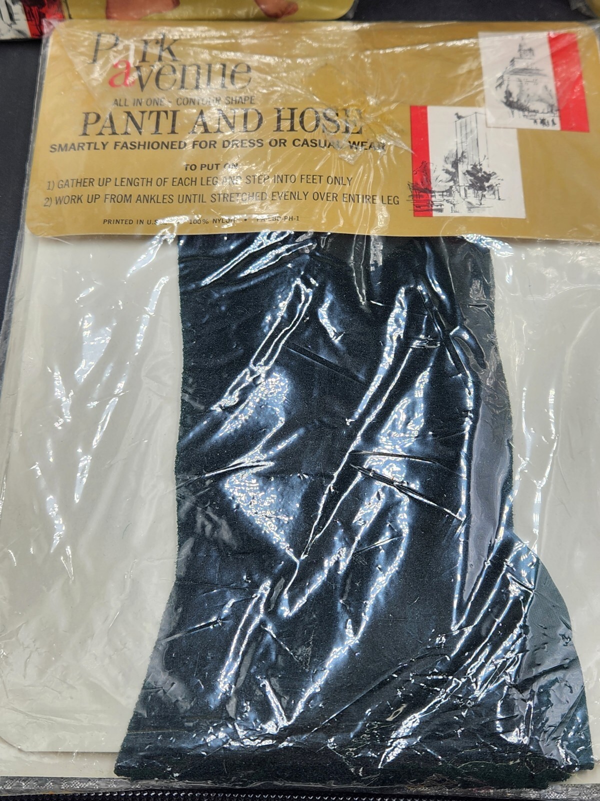 4 Vintage Parkilon Park Avenue panti-hose SHORT Black Off White Green Beige