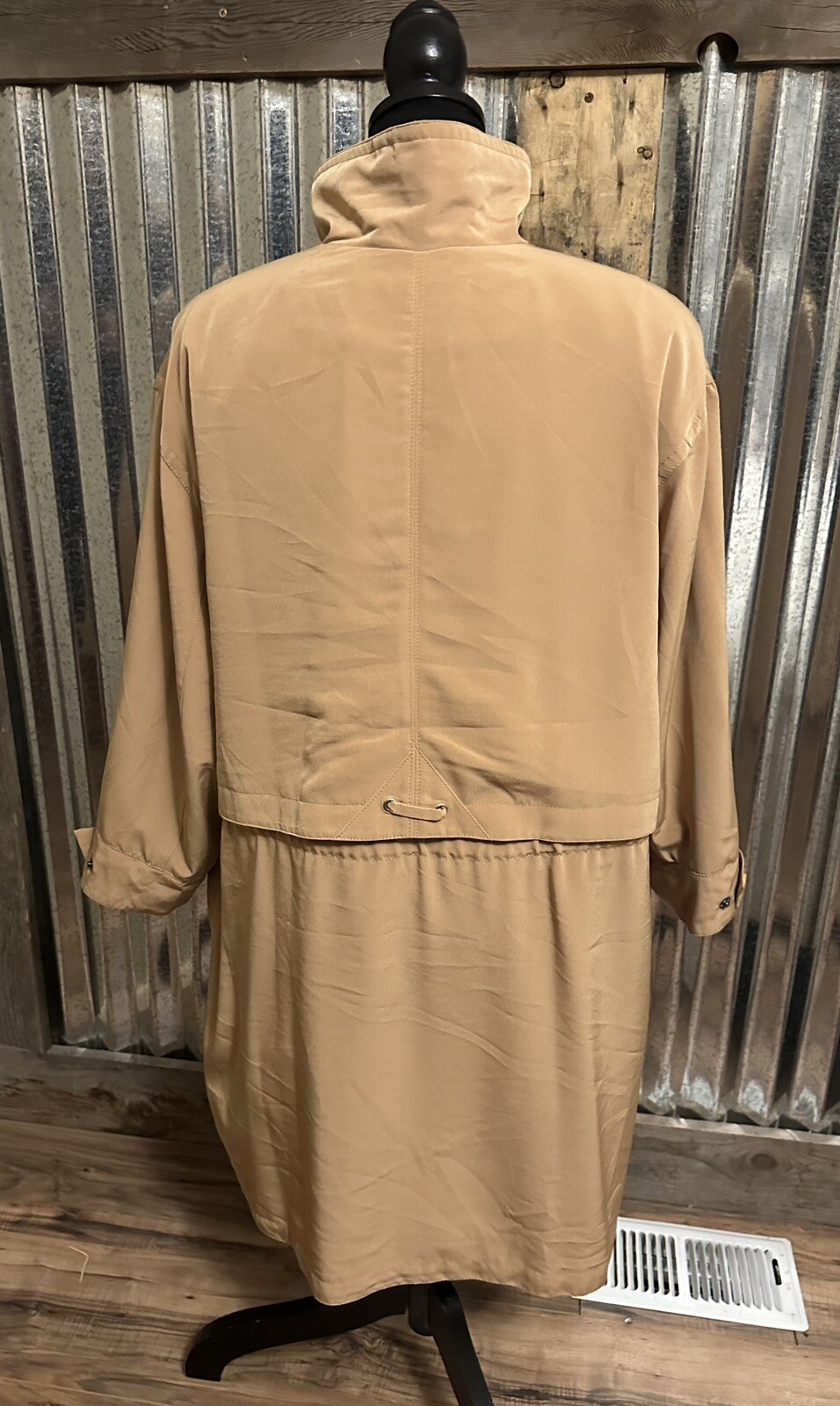 Vtg Misty Harbor Trench Rain Coat Jacket Womens Large Tan Lined classic Spy