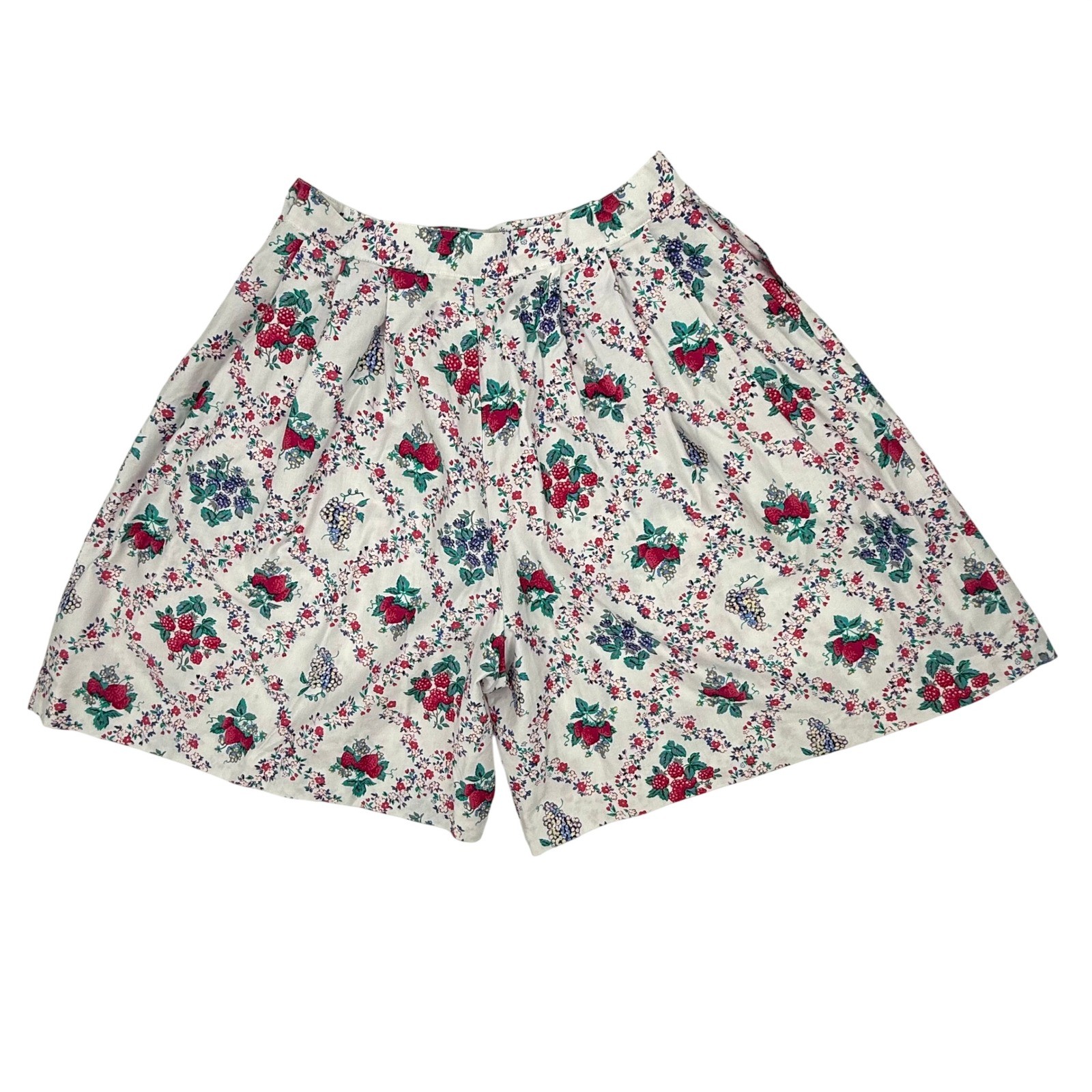The Eagle’s Eye Shorts Womens 12 White Floral Strawberry Excellent Vintage 90s