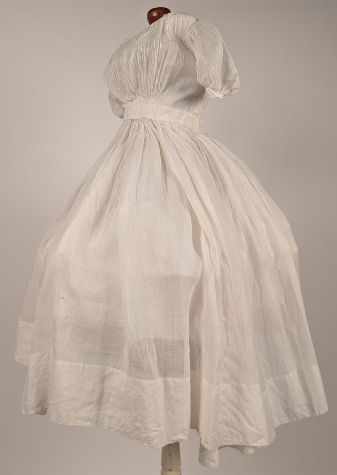 CIVIL WAR 1850’S GIRL’S WHITE BATISTE SUMMER DRESS W PUFF SLEEVES