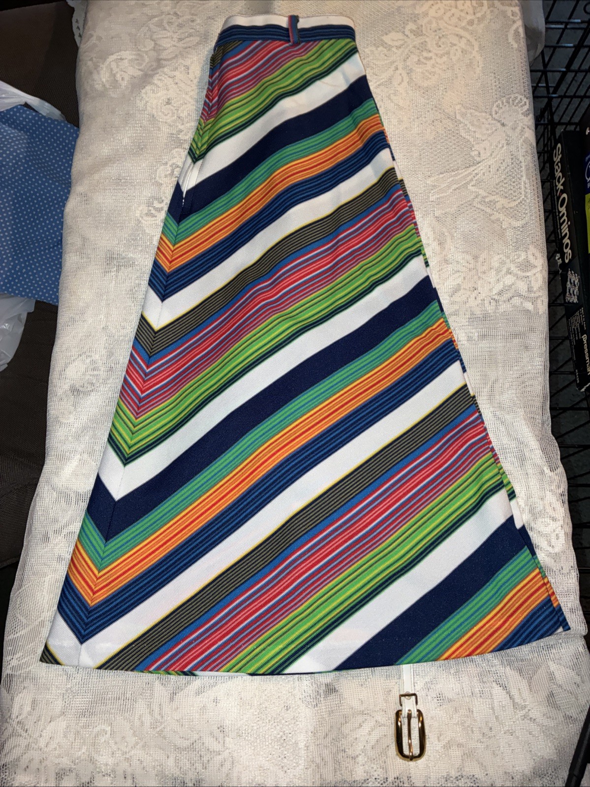 Vintage 70s Tomboy of California? Retro Rainbow Stripe A Line Mini Skirt