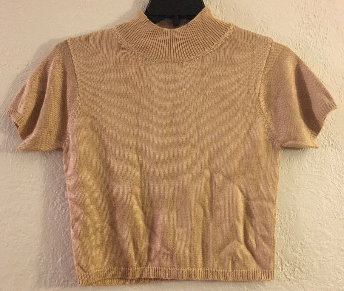 Vintage 1970’s Fia Italia Handloomed Gold Short Sleeve Sweater Size Small