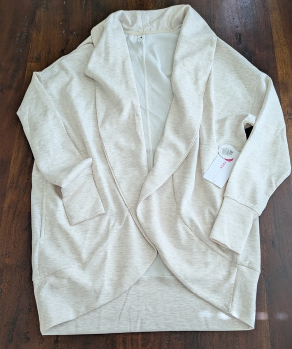 NWT Yogalicious Cozy Open-Front Shawl Collar Sweater – Cream