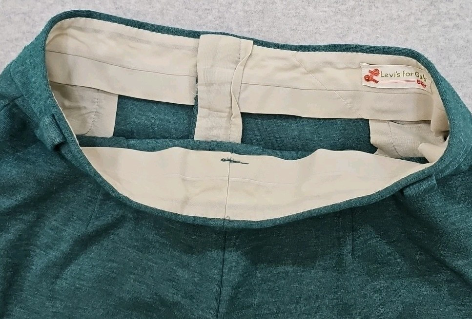 Vtg Levis For Gals Pants flare leg high-rise teal stretch knit sz 32×28 60s