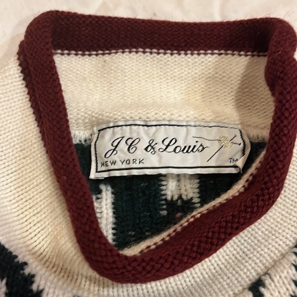 Gorgeous Vintage JC & Lewis New York Aztec & Rose Knit Mock Turtleneck Sweater