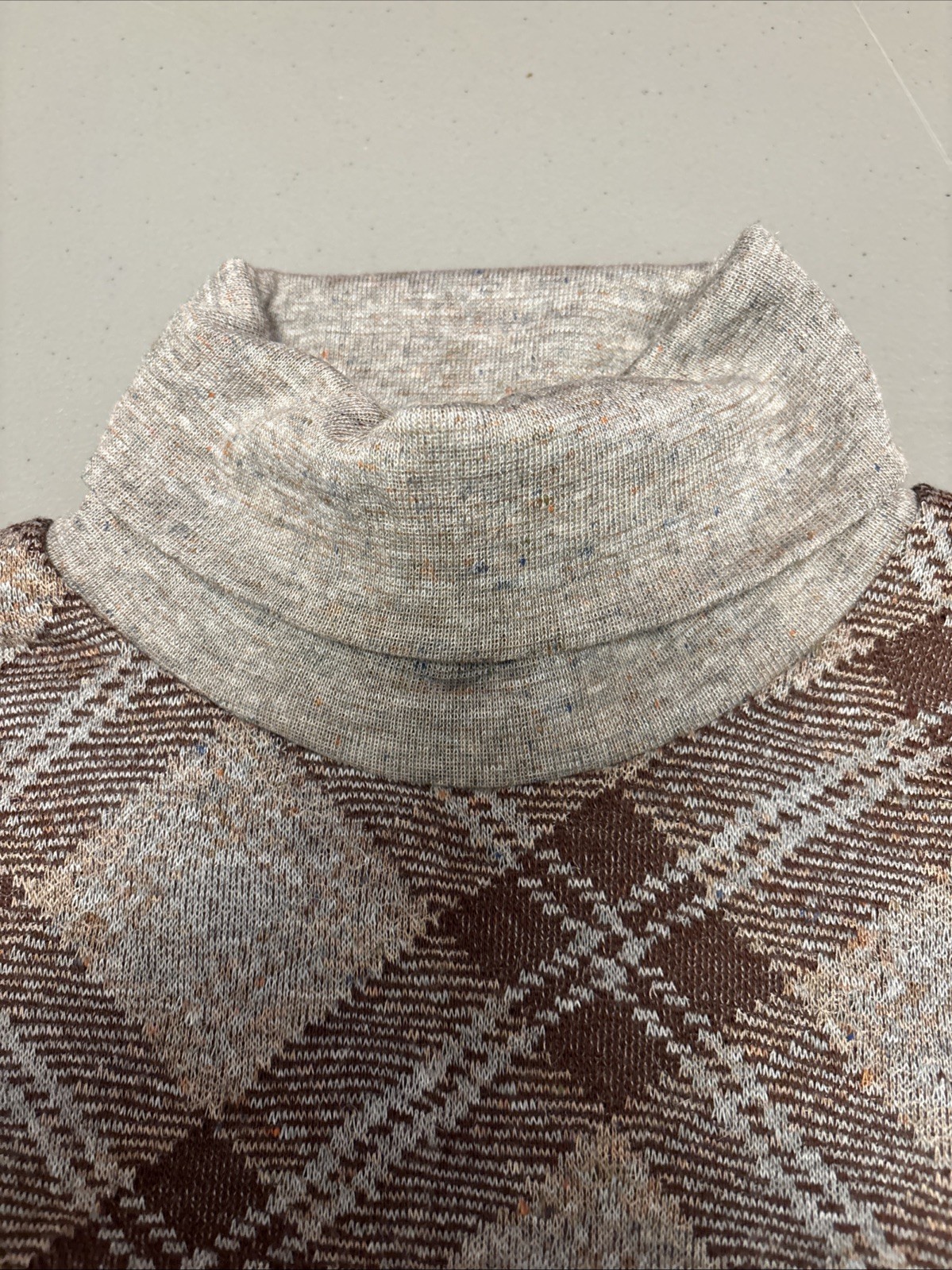 Vintage 70’s Cotton Blend Plaid Turtle Neck Sweater size M N.O.S Unisex