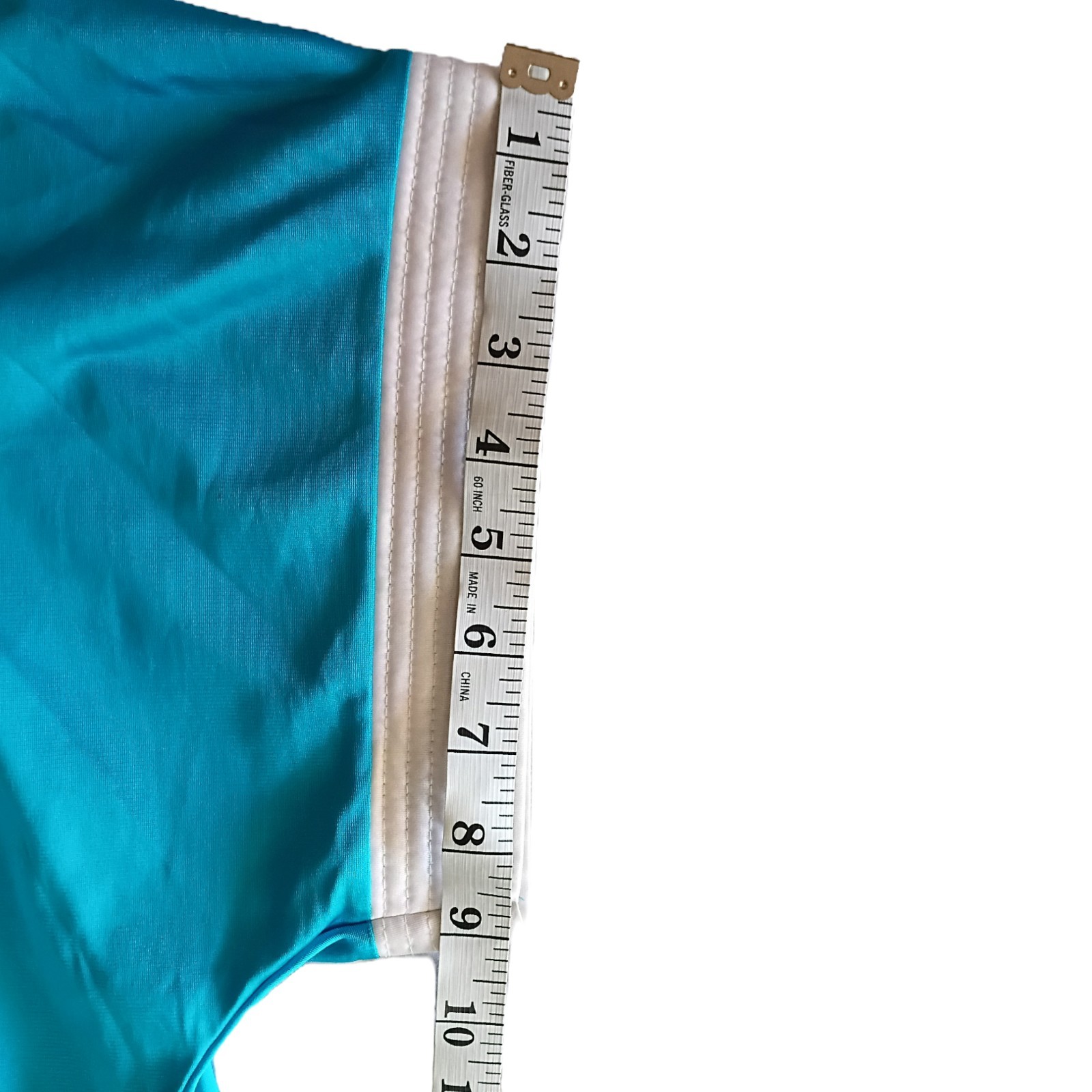 Vtg 70’s Turquoise Blue & White V-neck Short Nighty With Embroidered Flower