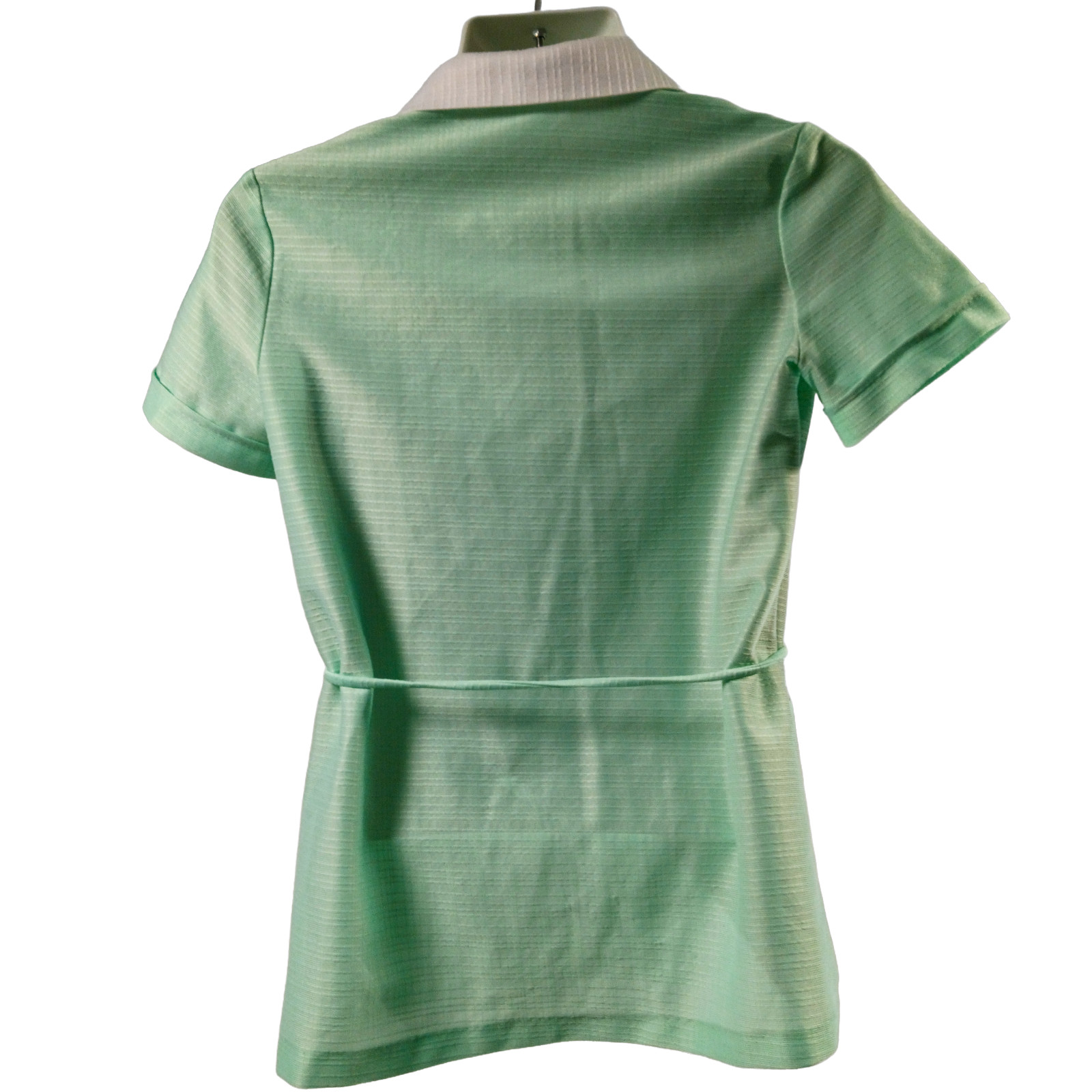 Vintage 1970s Nurse Uniform Top Womens Medium Mint Green White Medical Smock