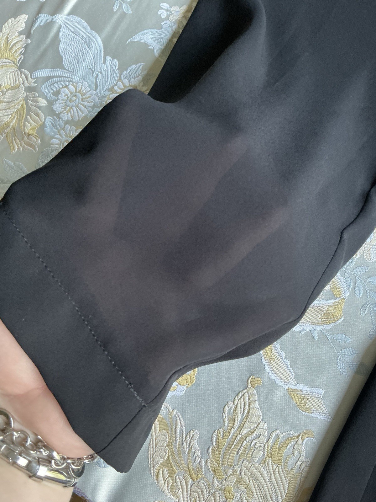 Vintage Thierry Mugler Sheer Black Lingerie Style Wide Leg Pants Cruise 1999 38