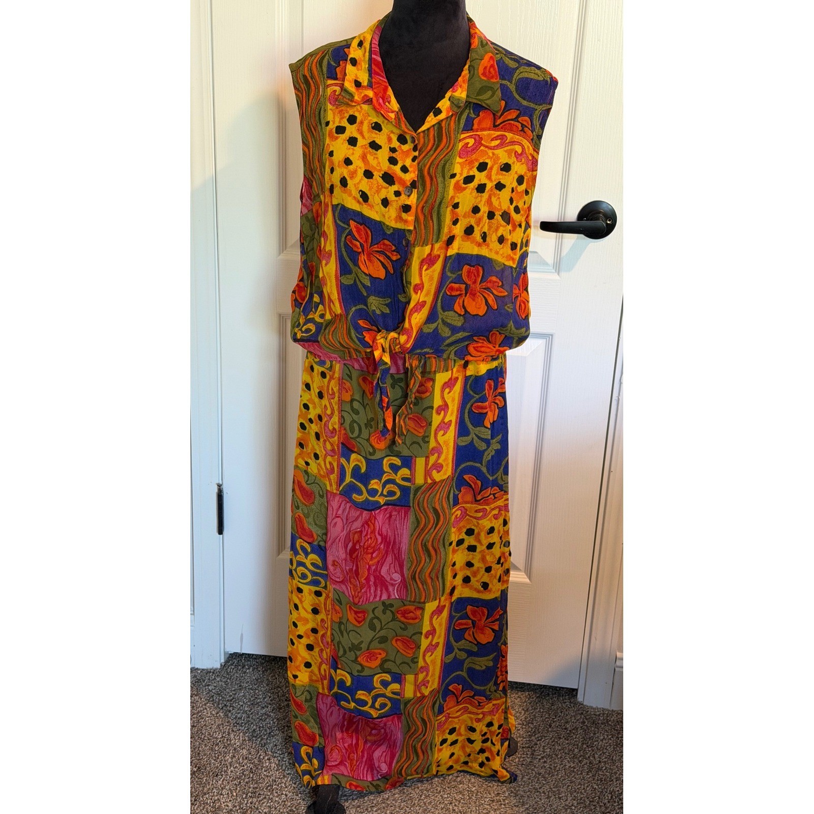 Chicos Design Vintage Set Sleeveless Tie Front Size 3 Midi Skirt Size 1 Resort