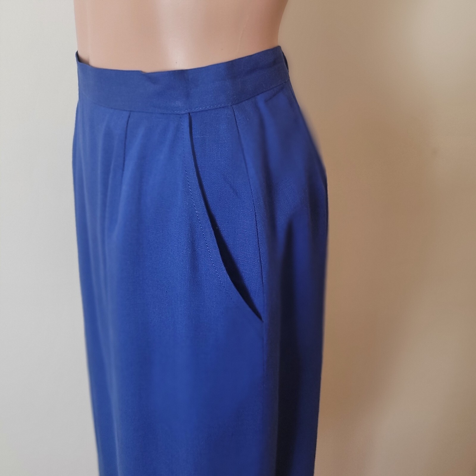 Vintage pencil Skirt Women’s XS 24″ bright blue 60s office Pinup academia cotton