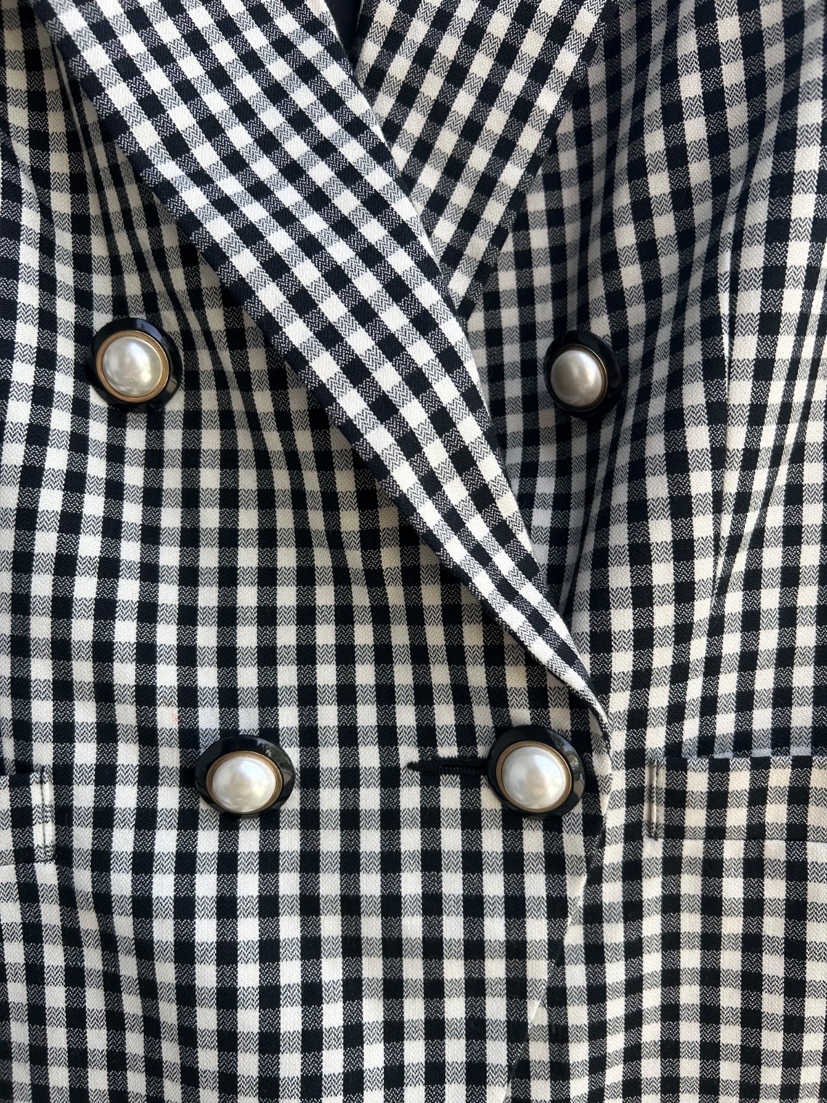 80s Vtg Black White & Gold Button Double Breasted Blazer | Sk & Company