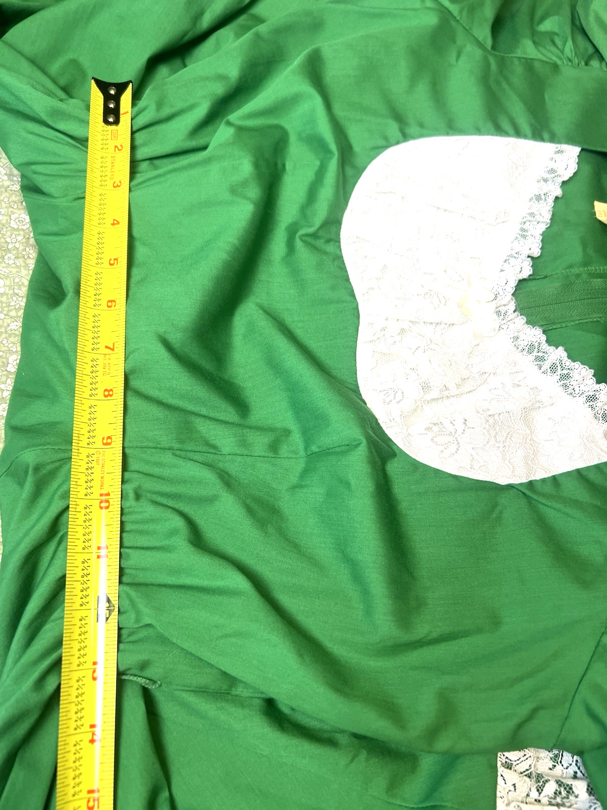 Vtg Partners Please Green White Lace Trim Flare Swing Square Dance Dress Size 12